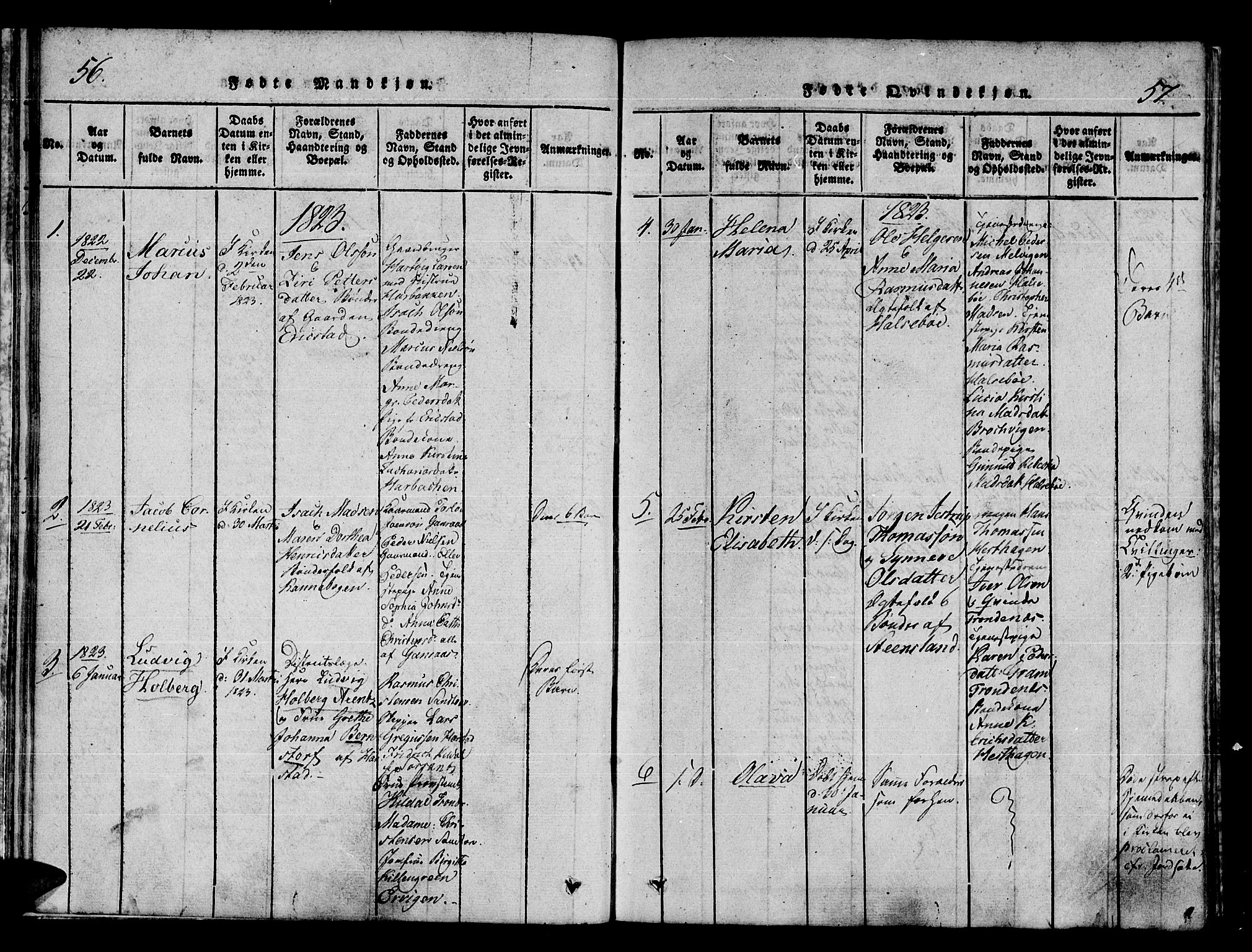 Trondenes sokneprestkontor, AV/SATØ-S-1319/H/Ha/L0006kirke: Parish register (official) no. 6, 1821-1827, p. 56-57