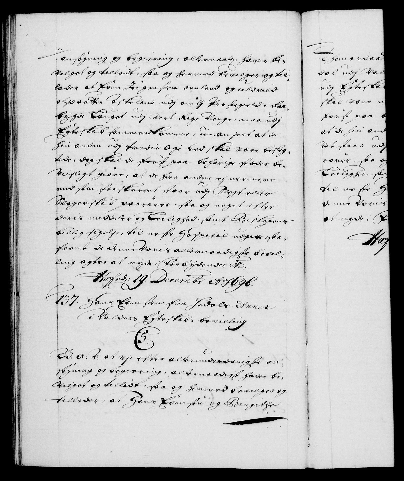 Danske Kanselli 1572-1799, AV/RA-EA-3023/F/Fc/Fca/Fcaa/L0016: Norske registre (mikrofilm), 1692-1697, p. 385b