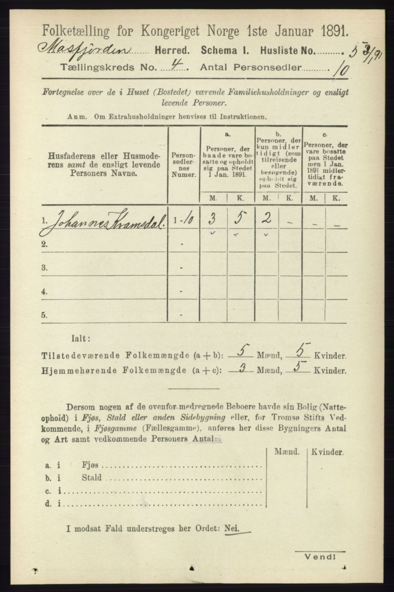 RA, 1891 census for 1266 Masfjorden, 1891, p. 727