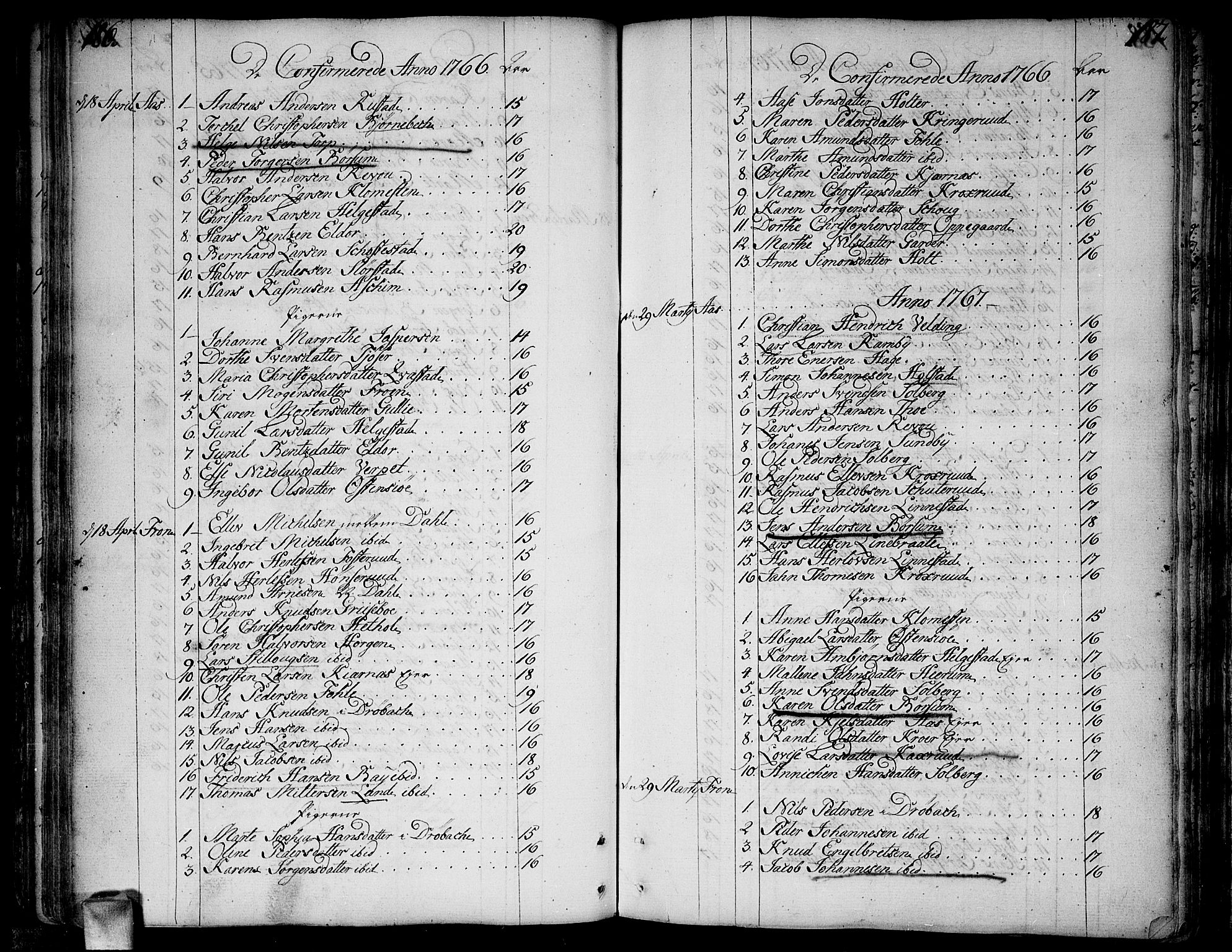 Ås prestekontor Kirkebøker, SAO/A-10894/F/Fa/L0001: Parish register (official) no. I 1, 1742-1778, p. 186-187