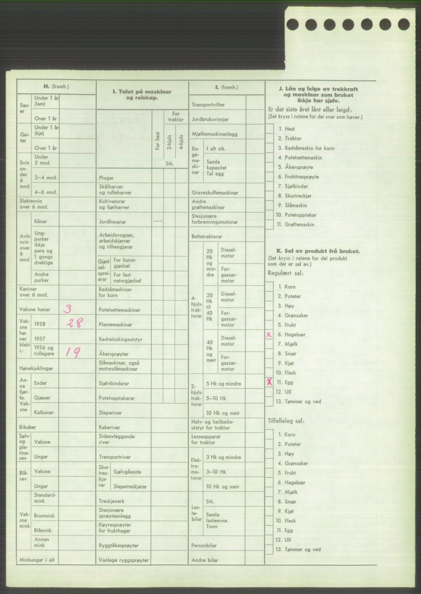 Statistisk sentralbyrå, Næringsøkonomiske emner, Jordbruk, skogbruk, jakt, fiske og fangst, AV/RA-S-2234/G/Gd/L0373: Rogaland: 1130 Strand (kl. 1-2), 1131 Årdal og 1132 Fister, 1959, p. 1466