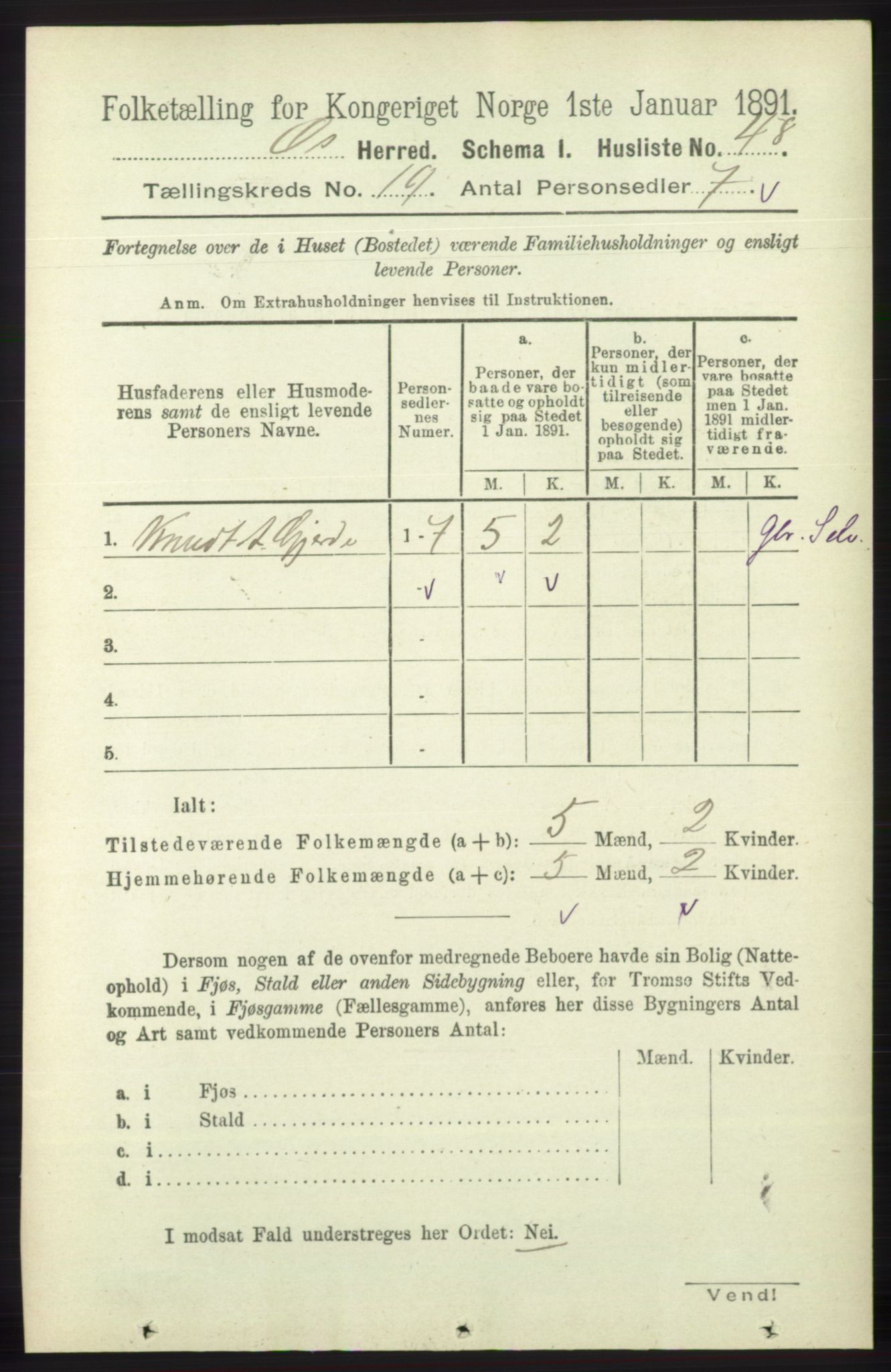 RA, 1891 census for 1243 Os, 1891, p. 4166