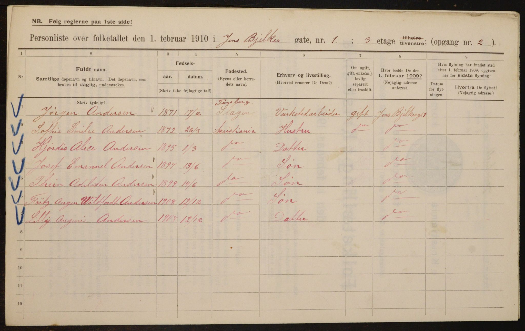 OBA, Municipal Census 1910 for Kristiania, 1910, p. 44155