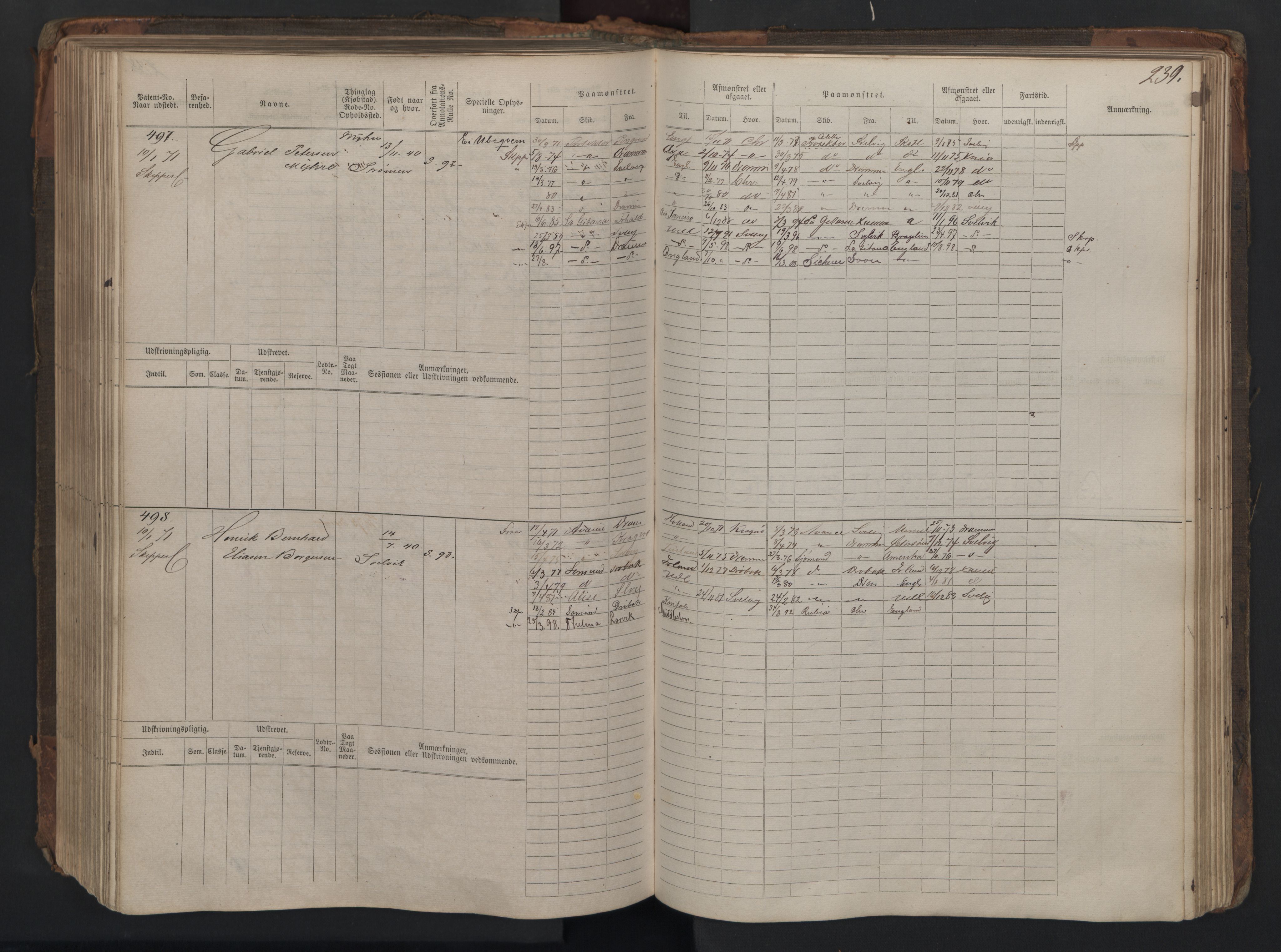 Svelvik innrulleringskontor, AV/SAKO-A-783/F/Fc/L0003: Hovedruller, 1868-1874, p. 239