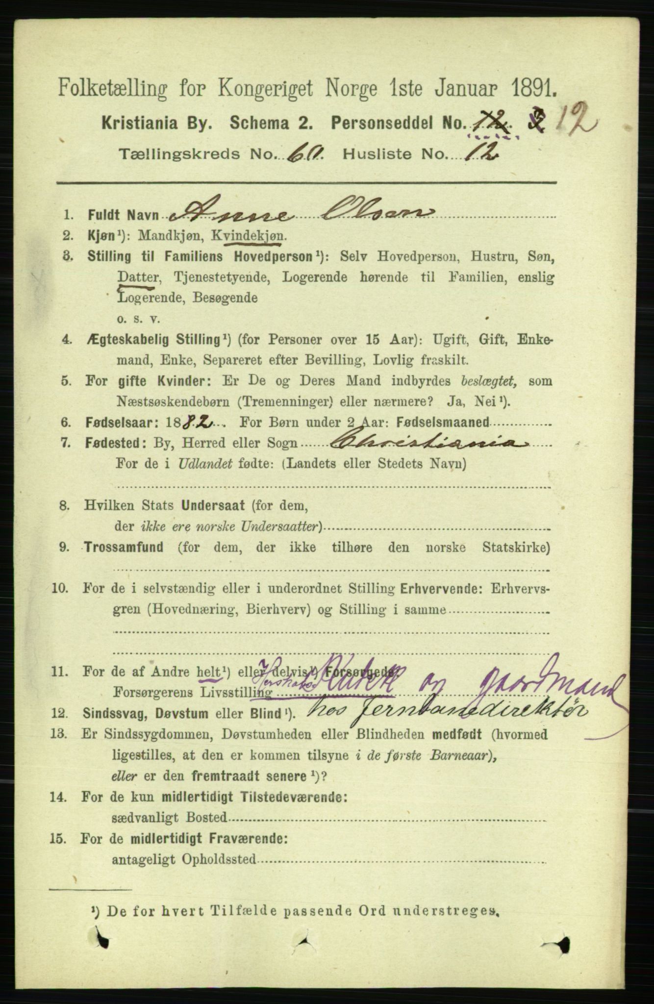 RA, 1891 census for 0301 Kristiania, 1891, p. 32049