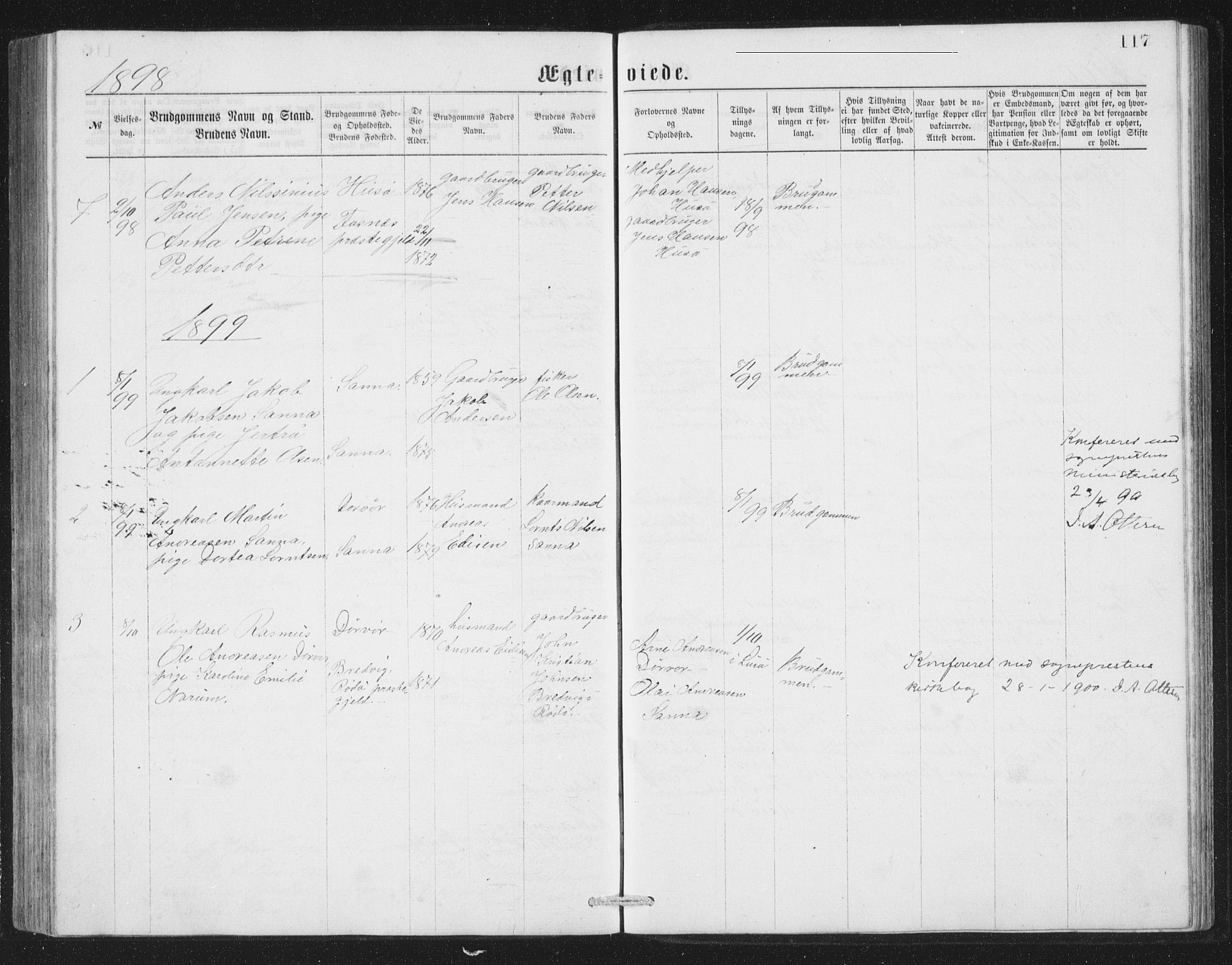 Ministerialprotokoller, klokkerbøker og fødselsregistre - Nordland, AV/SAT-A-1459/840/L0582: Parish register (copy) no. 840C02, 1874-1900, p. 117