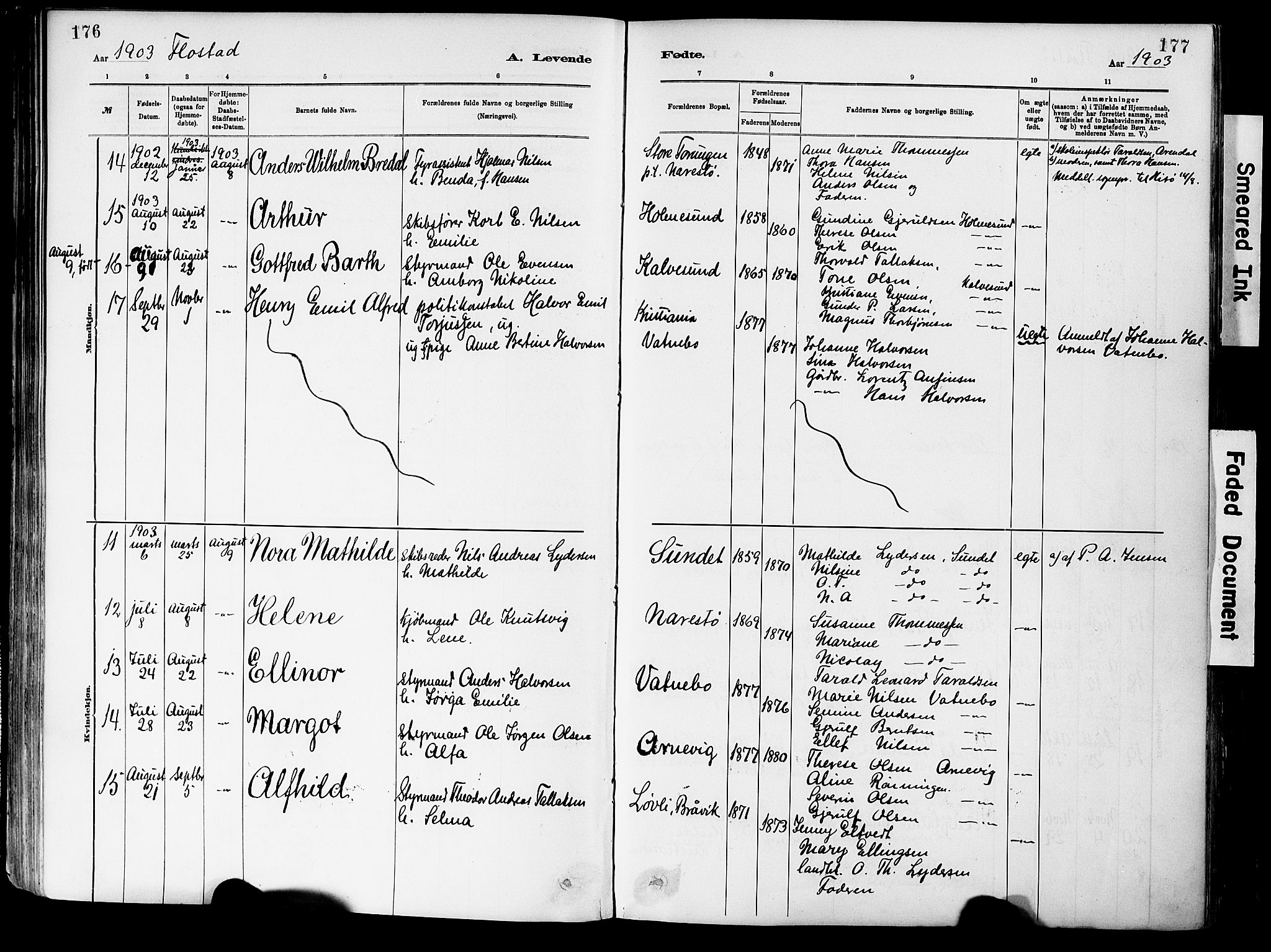 Dypvåg sokneprestkontor, AV/SAK-1111-0007/F/Fa/Fab/L0001: Parish register (official) no. A 1, 1885-1912, p. 176-177