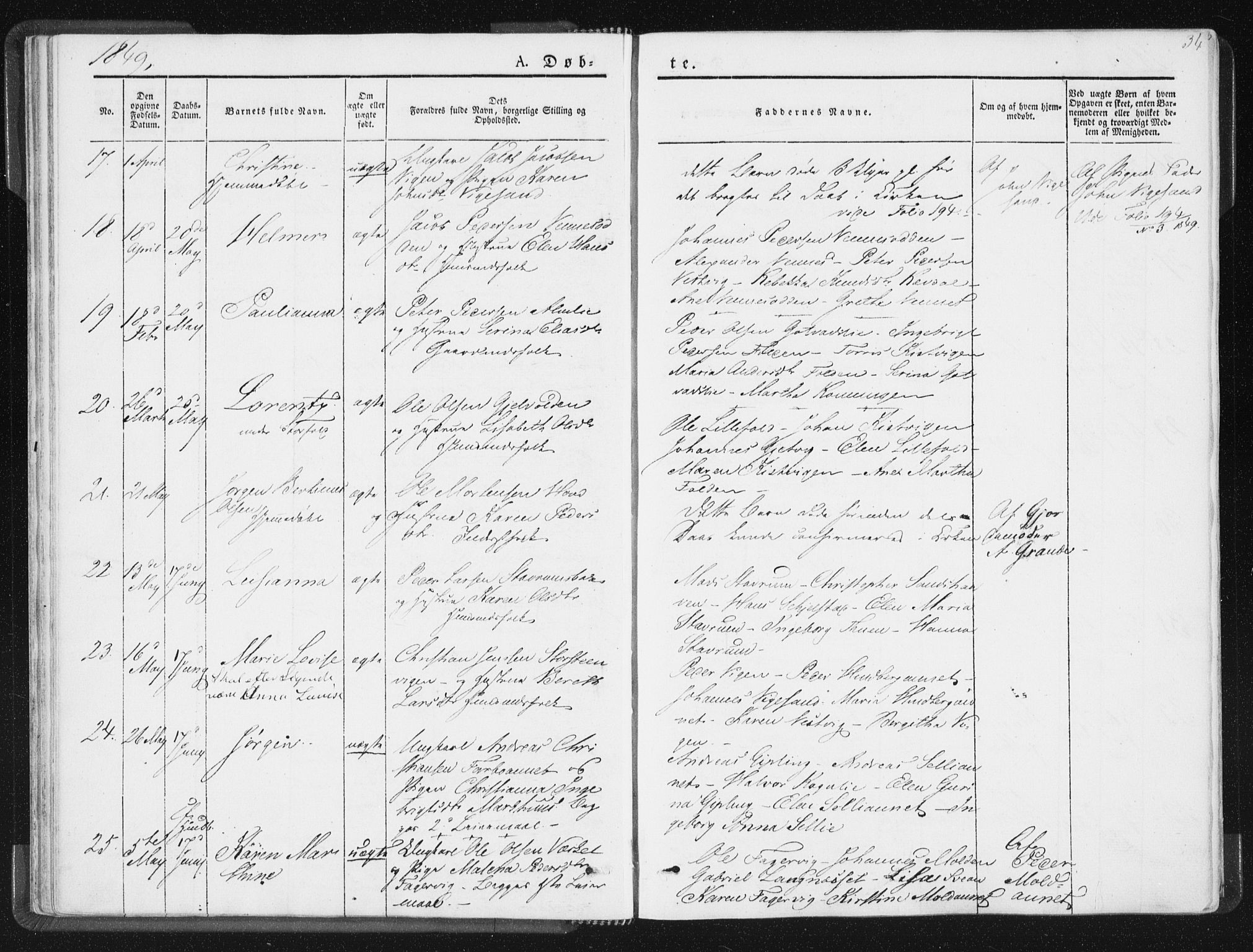 Ministerialprotokoller, klokkerbøker og fødselsregistre - Nord-Trøndelag, SAT/A-1458/744/L0418: Parish register (official) no. 744A02, 1843-1866, p. 34