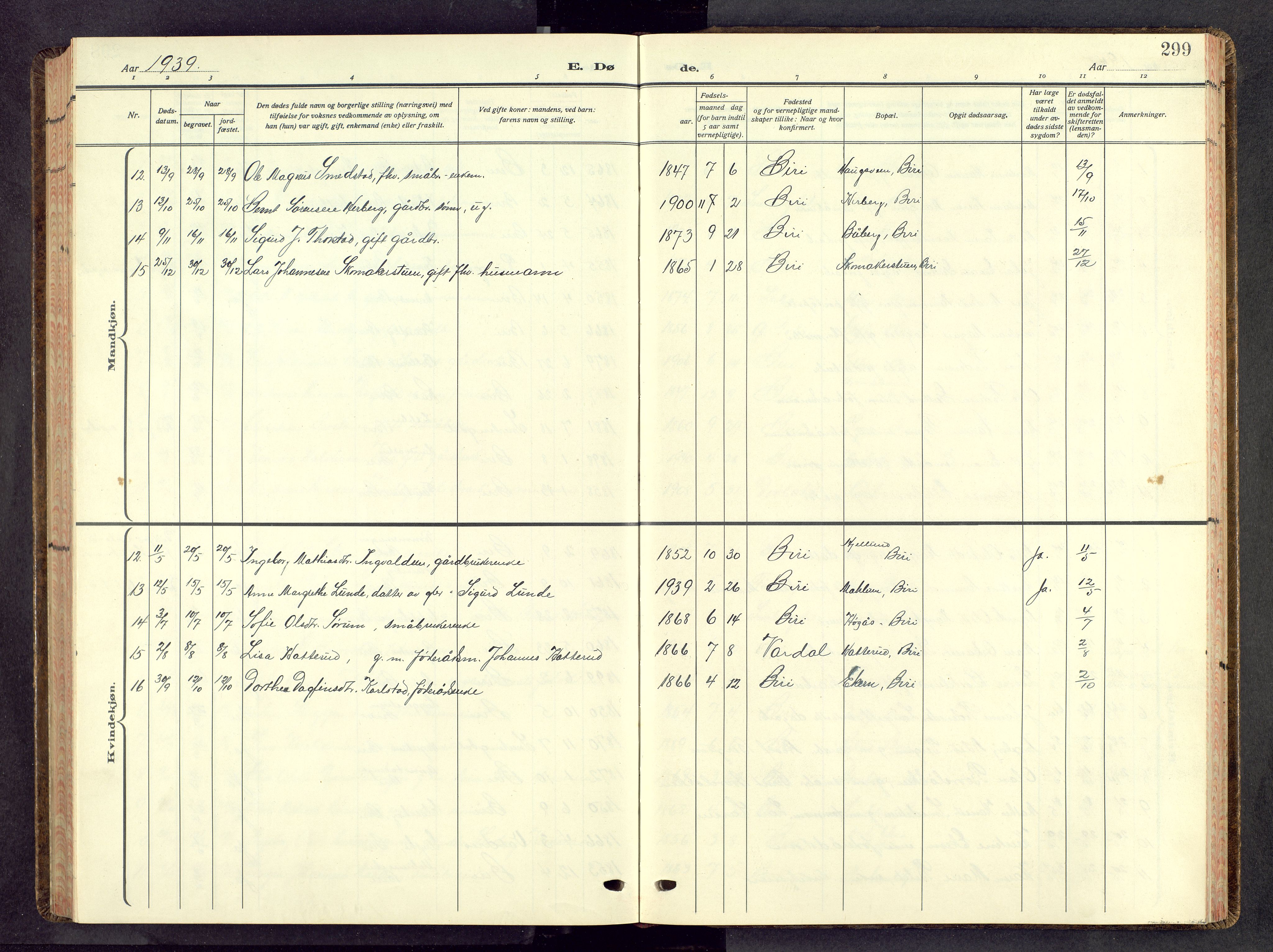 Biri prestekontor, AV/SAH-PREST-096/H/Ha/Hab/L0008: Parish register (copy) no. 8, 1939-1962, p. 299