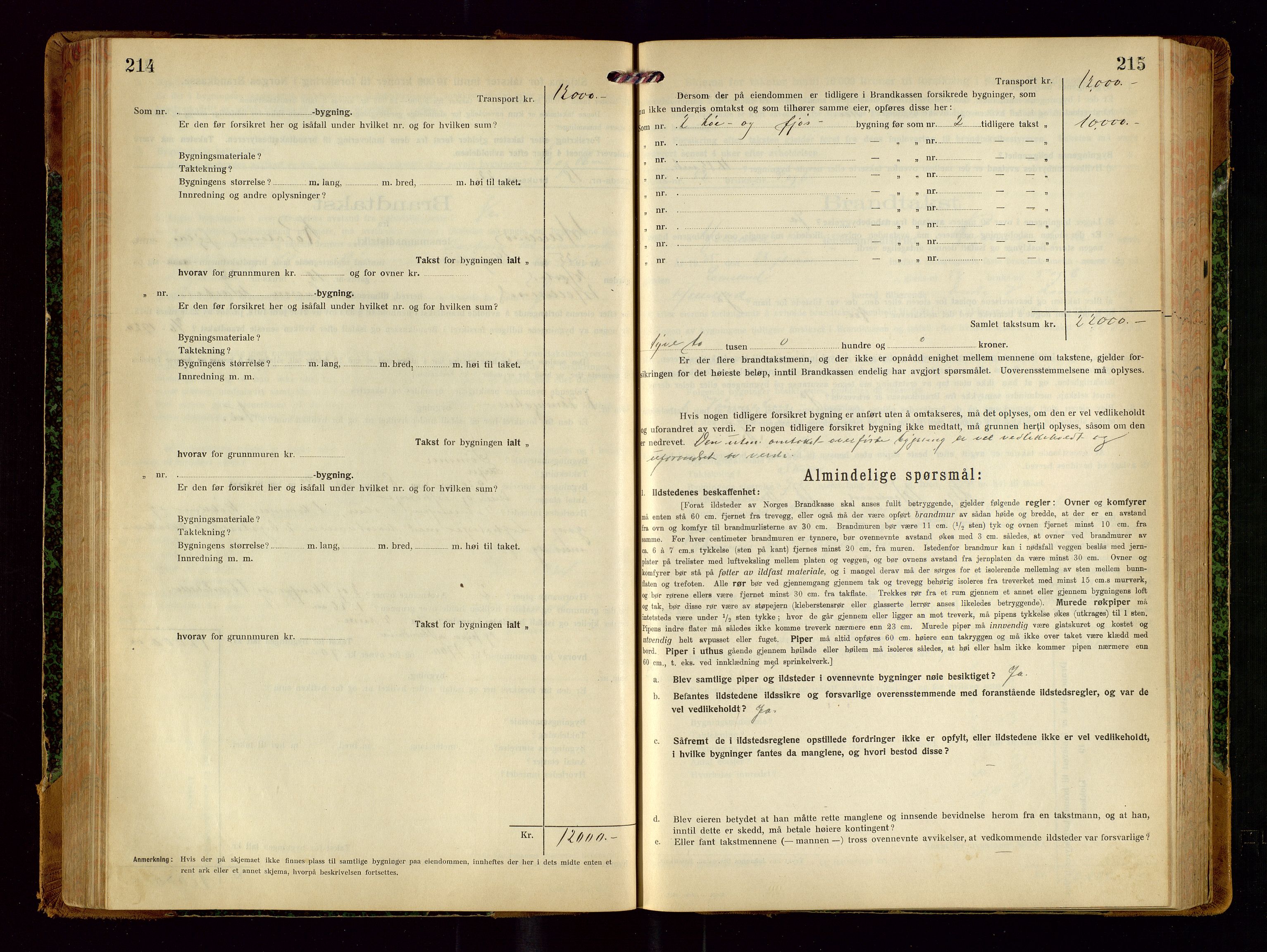 Helleland lensmannskontor, SAST/A-100209/Gob/L0002: "Brandtakstprotokoll", 1921-1930, p. 214-215