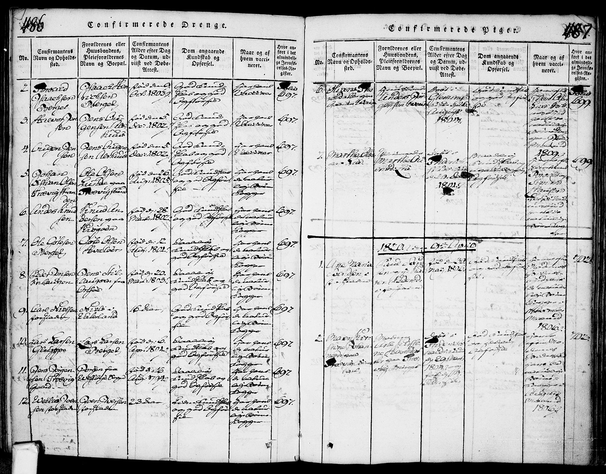 Glemmen prestekontor Kirkebøker, SAO/A-10908/F/Fa/L0004: Parish register (official) no. 4, 1816-1838, p. 486-487