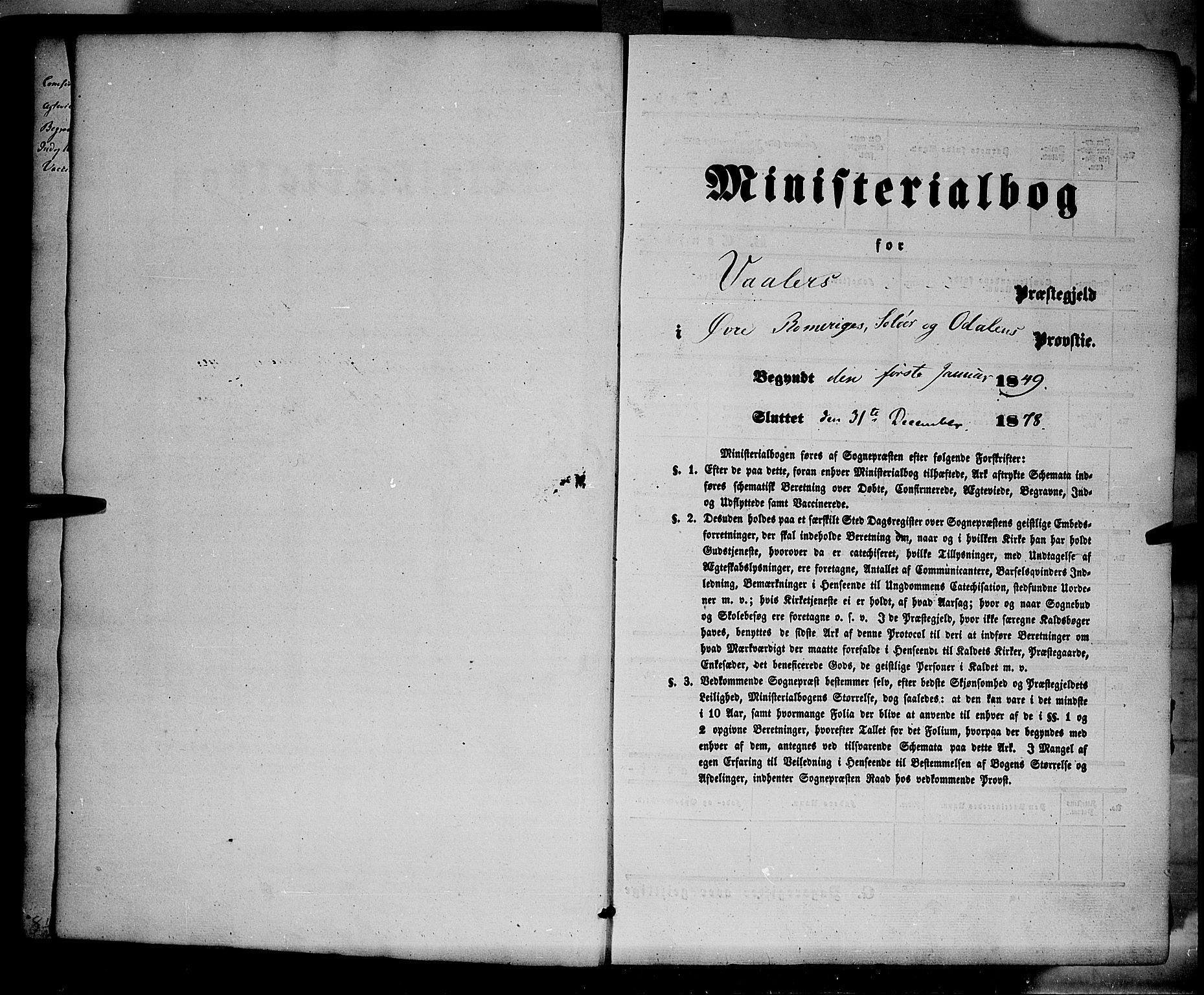 Våler prestekontor, Hedmark, AV/SAH-PREST-040/H/Ha/Haa/L0001: Parish register (official) no. 1, 1849-1878