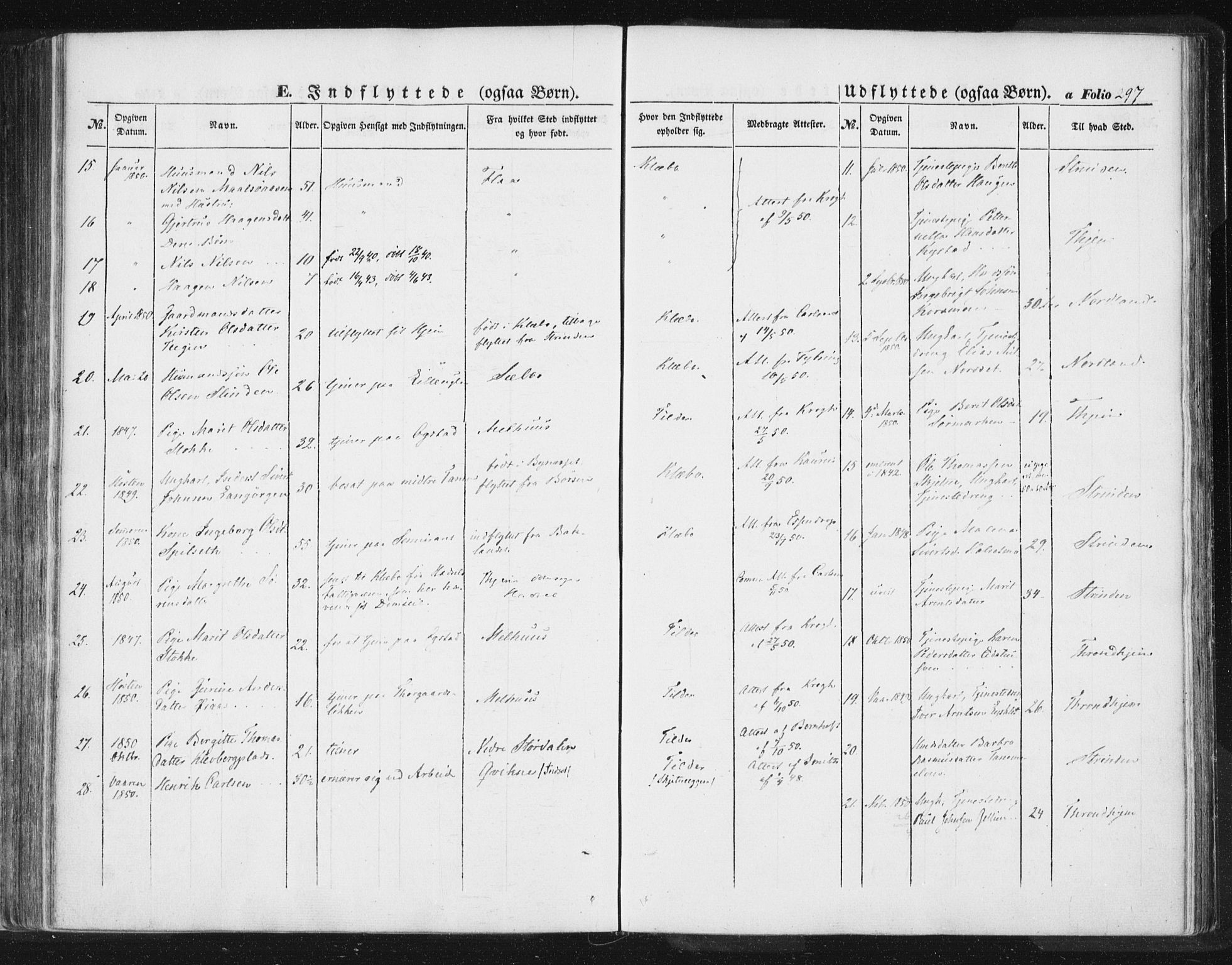 Ministerialprotokoller, klokkerbøker og fødselsregistre - Sør-Trøndelag, SAT/A-1456/618/L0441: Parish register (official) no. 618A05, 1843-1862, p. 297