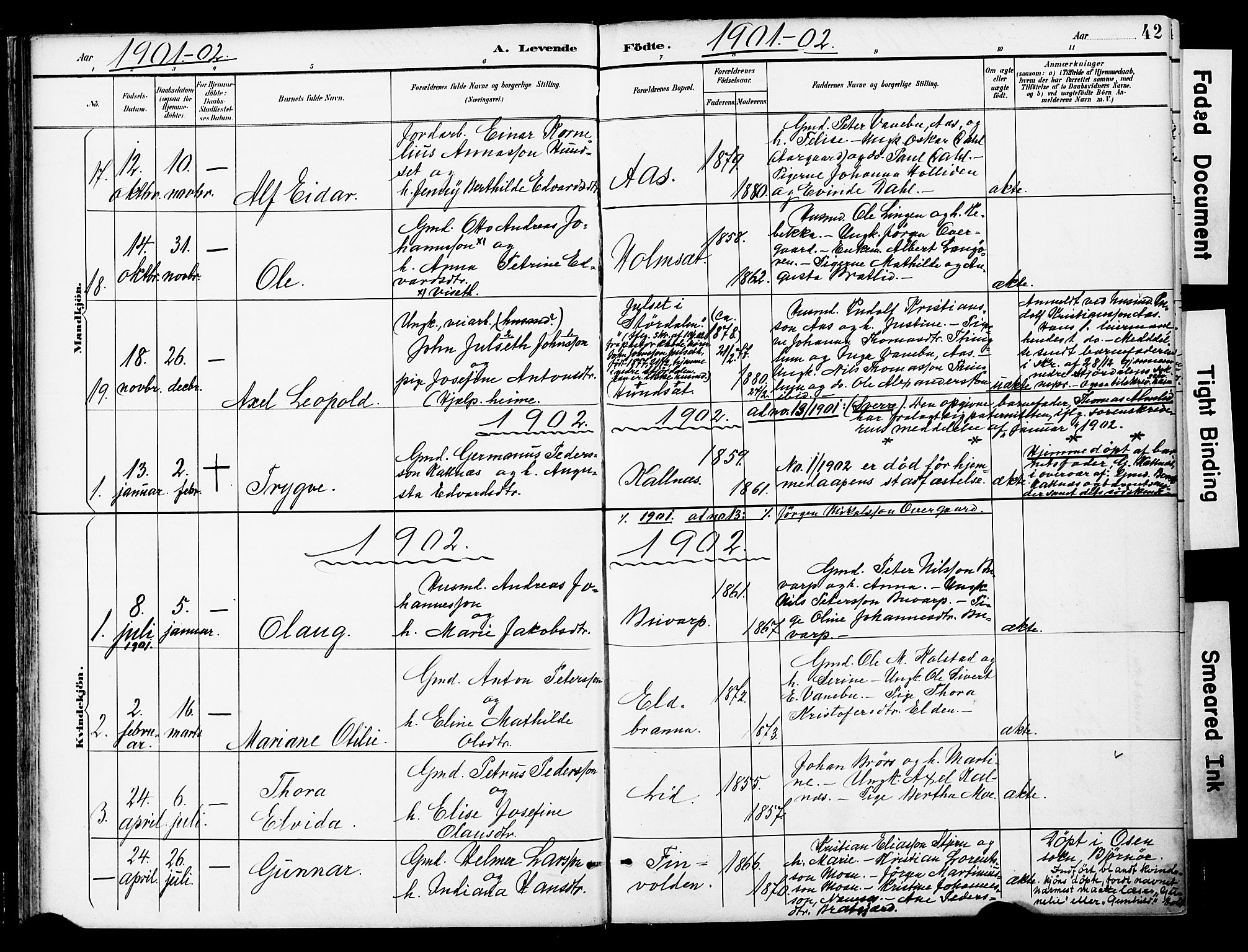 Ministerialprotokoller, klokkerbøker og fødselsregistre - Nord-Trøndelag, SAT/A-1458/742/L0409: Parish register (official) no. 742A02, 1891-1905, p. 42