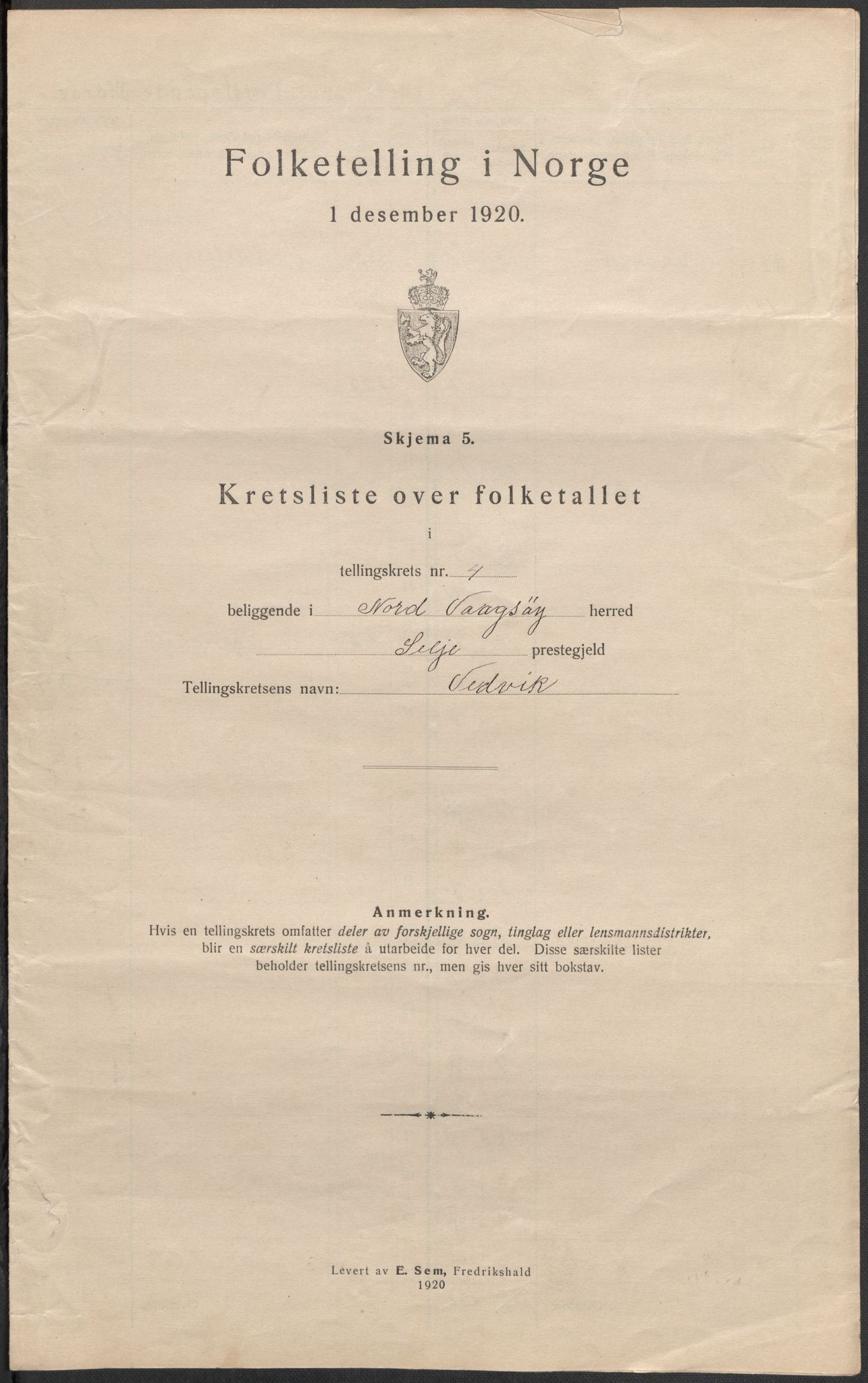 SAB, 1920 census for Nord-Vågsøy, 1920, p. 18
