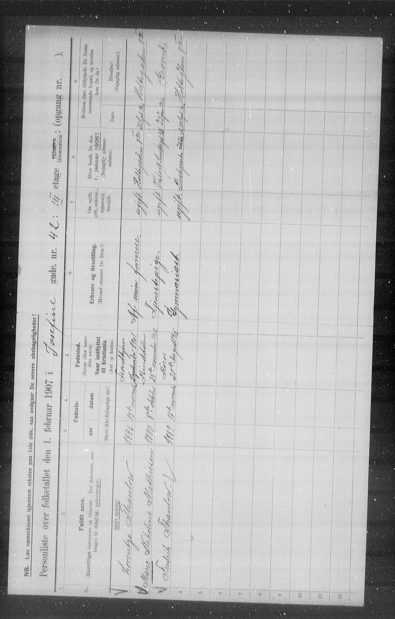 OBA, Municipal Census 1907 for Kristiania, 1907, p. 24268