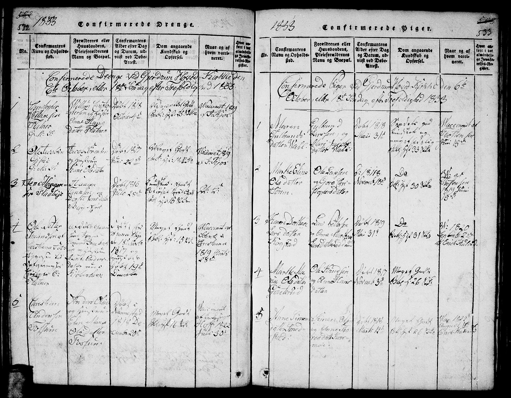 Gjerdrum prestekontor Kirkebøker, AV/SAO-A-10412b/F/Fa/L0004: Parish register (official) no. I 4, 1816-1836, p. 532-533