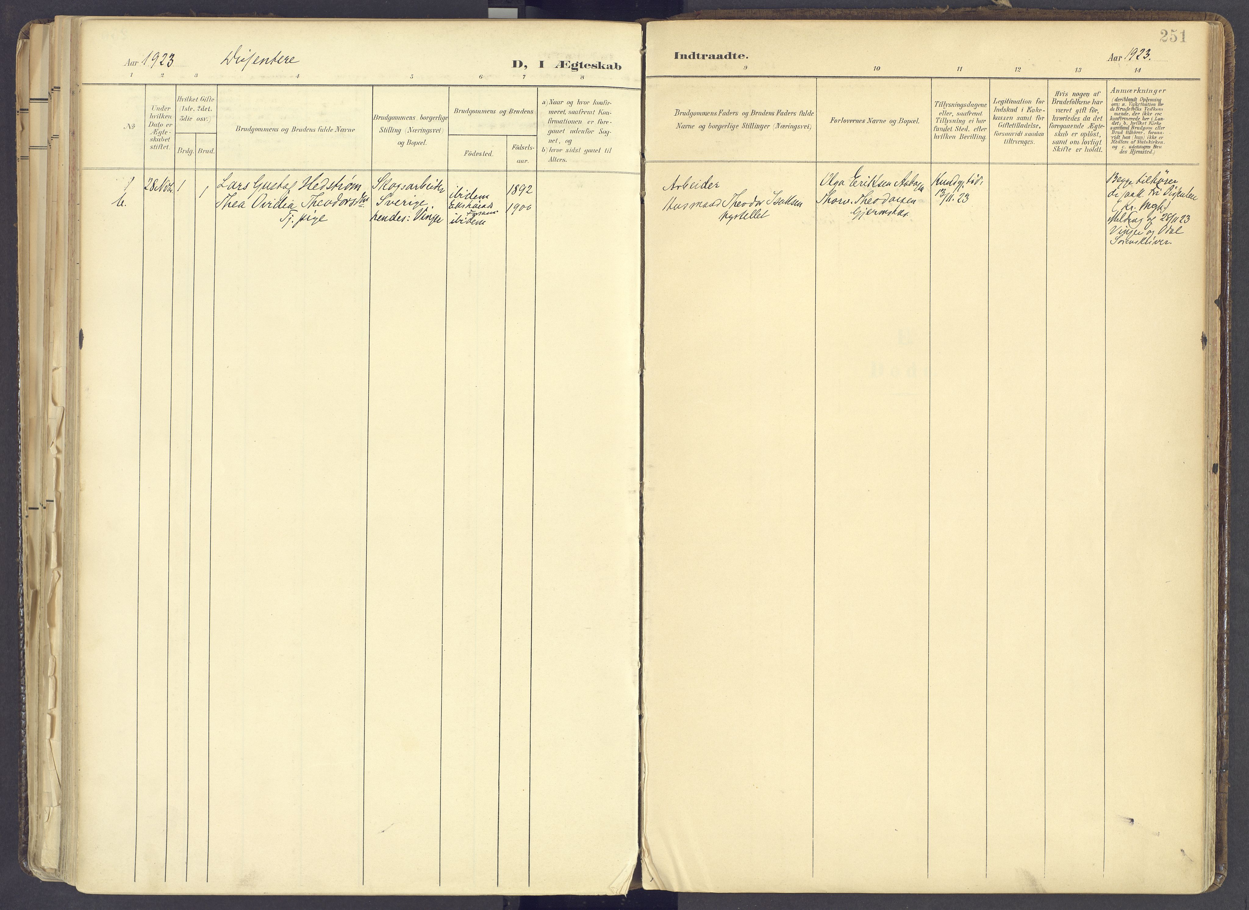 Vinger prestekontor, SAH/PREST-024/H/Ha/Haa/L0017: Parish register (official) no. 17, 1901-1927, p. 251