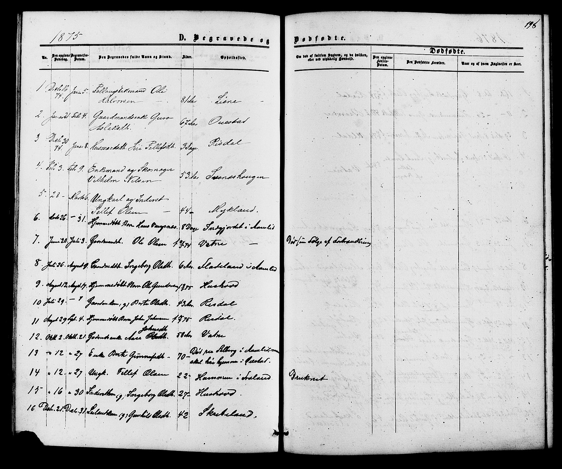 Herefoss sokneprestkontor, AV/SAK-1111-0019/F/Fb/Fbc/L0002: Parish register (copy) no. B 2, 1867-1886, p. 198