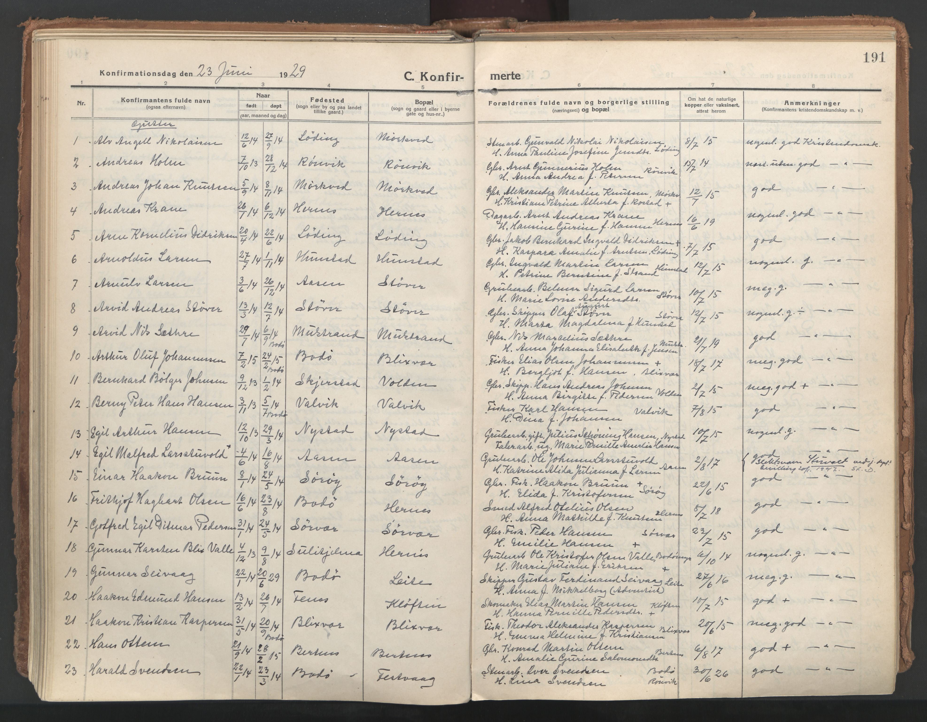 Ministerialprotokoller, klokkerbøker og fødselsregistre - Nordland, SAT/A-1459/802/L0060: Parish register (official) no. 802A07, 1916-1933, p. 191