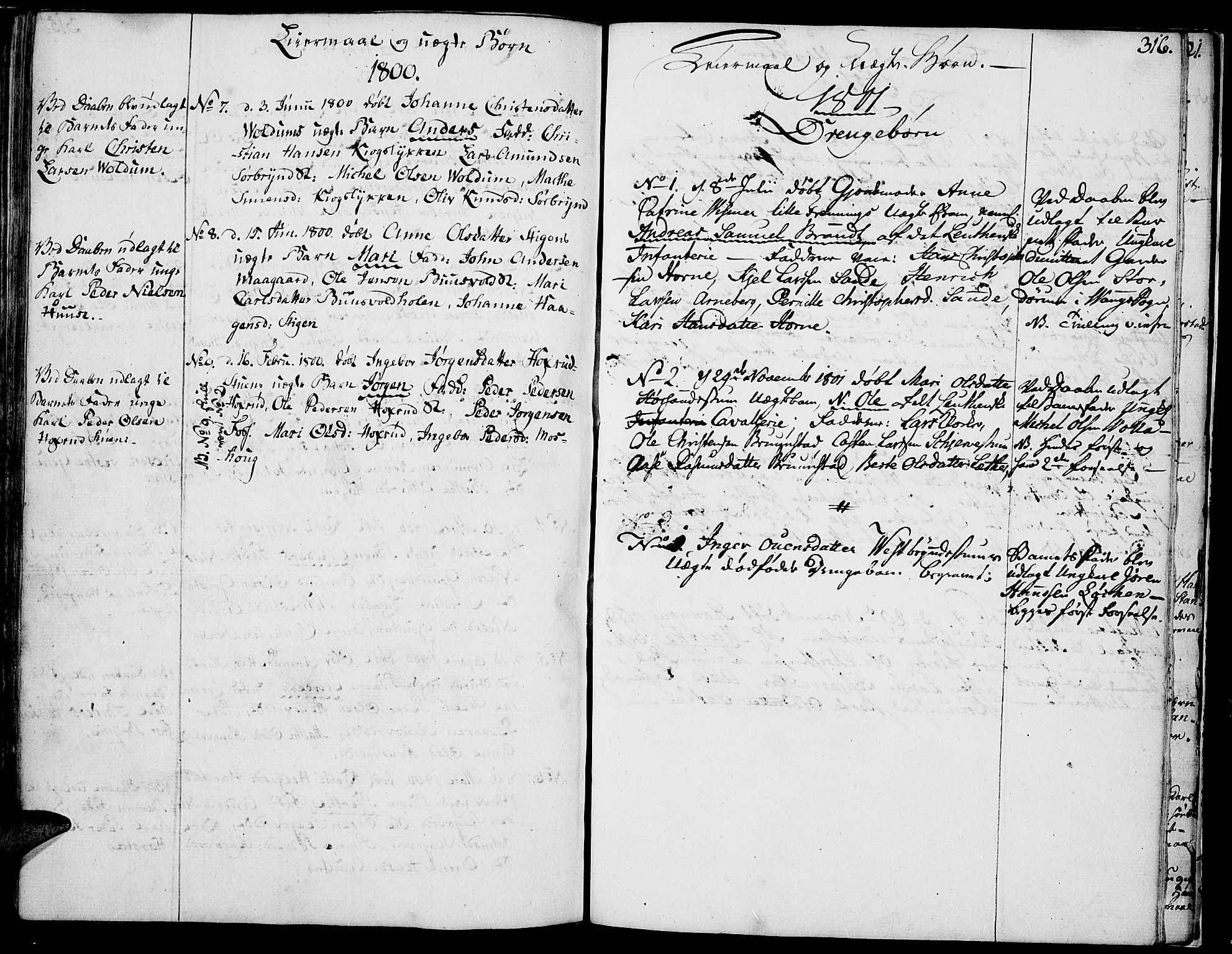 Romedal prestekontor, SAH/PREST-004/K/L0001: Parish register (official) no. 1, 1799-1814, p. 316