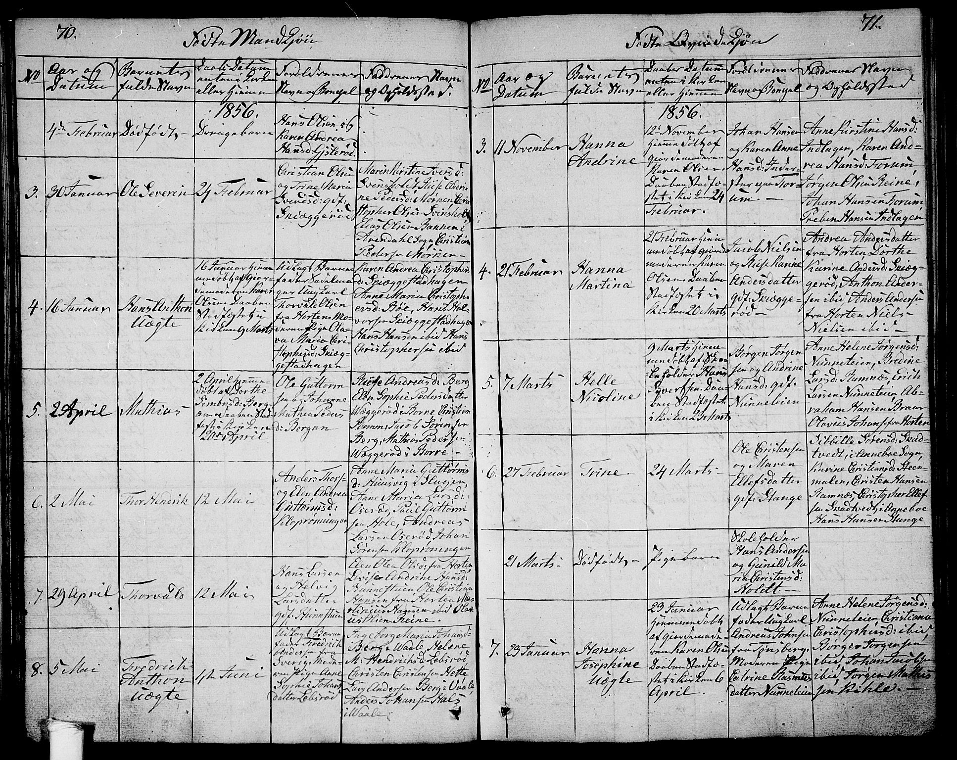 Ramnes kirkebøker, AV/SAKO-A-314/G/Ga/L0002: Parish register (copy) no. I 2, 1848-1870, p. 70-71