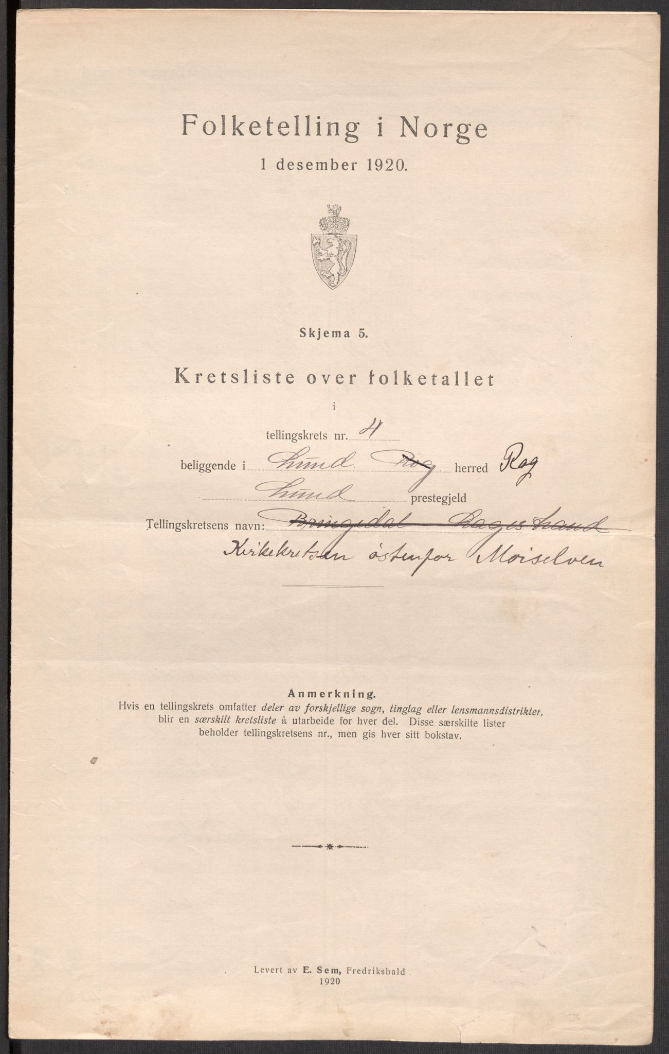 SAST, 1920 census for Lund, 1920, p. 24