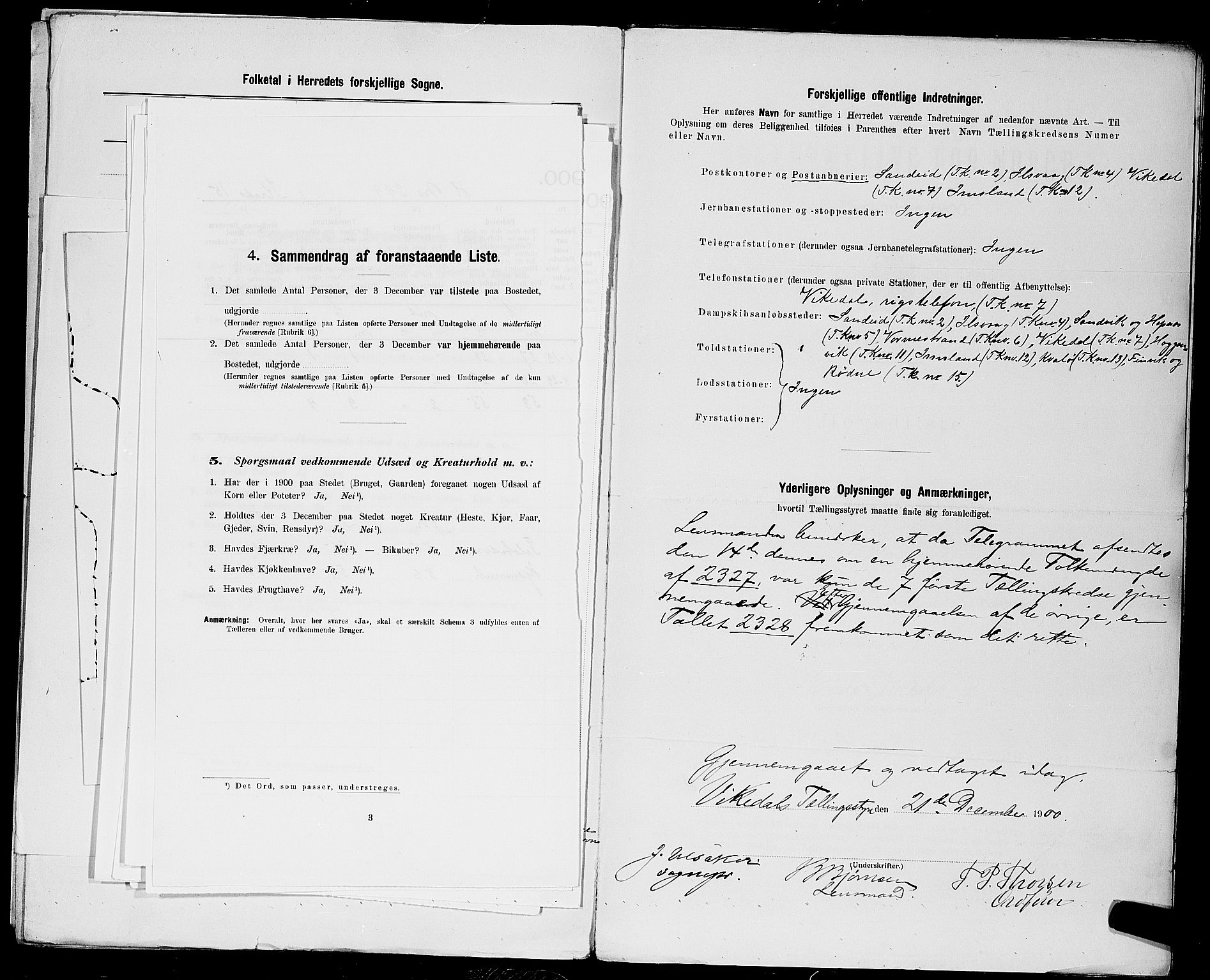 SAST, 1900 census for Vikedal, 1900, p. 22