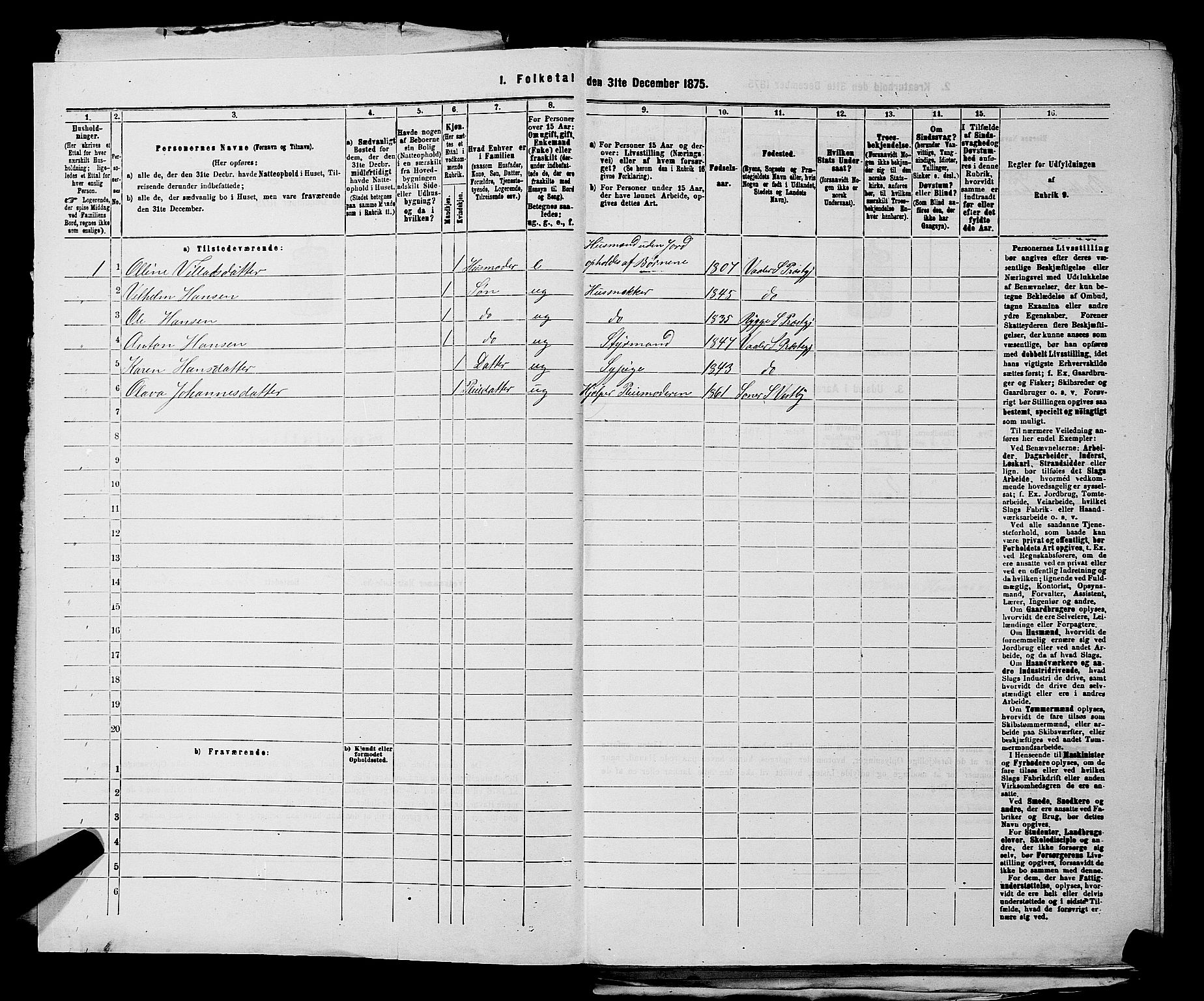 RA, 1875 census for 0137P Våler, 1875, p. 408