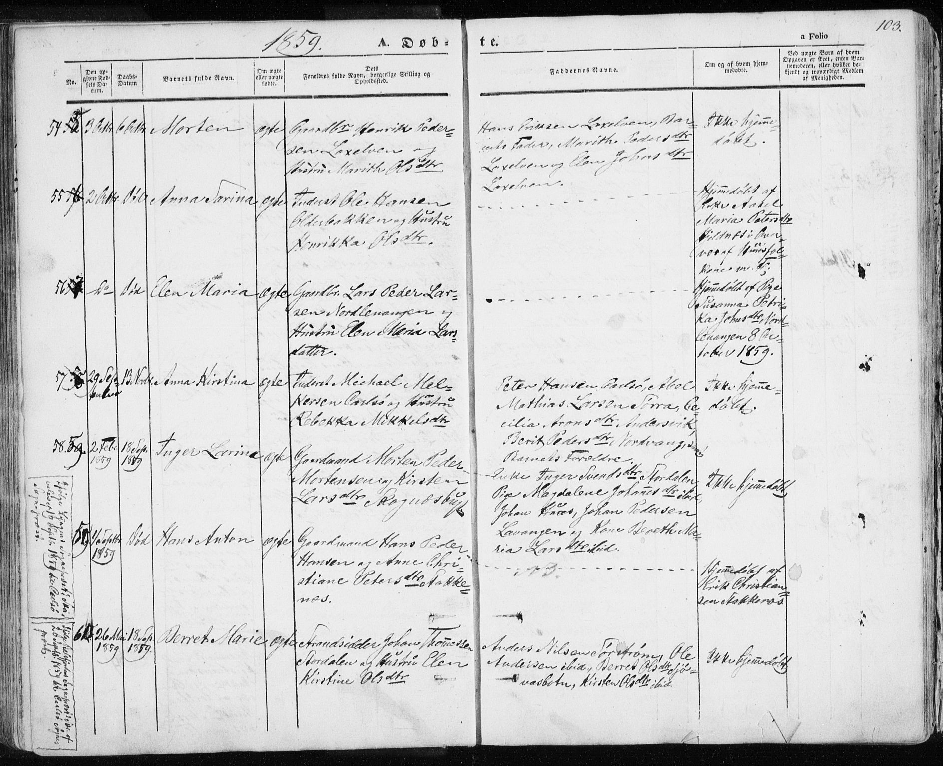 Karlsøy sokneprestembete, SATØ/S-1299/H/Ha/Haa/L0003kirke: Parish register (official) no. 3, 1843-1860, p. 103