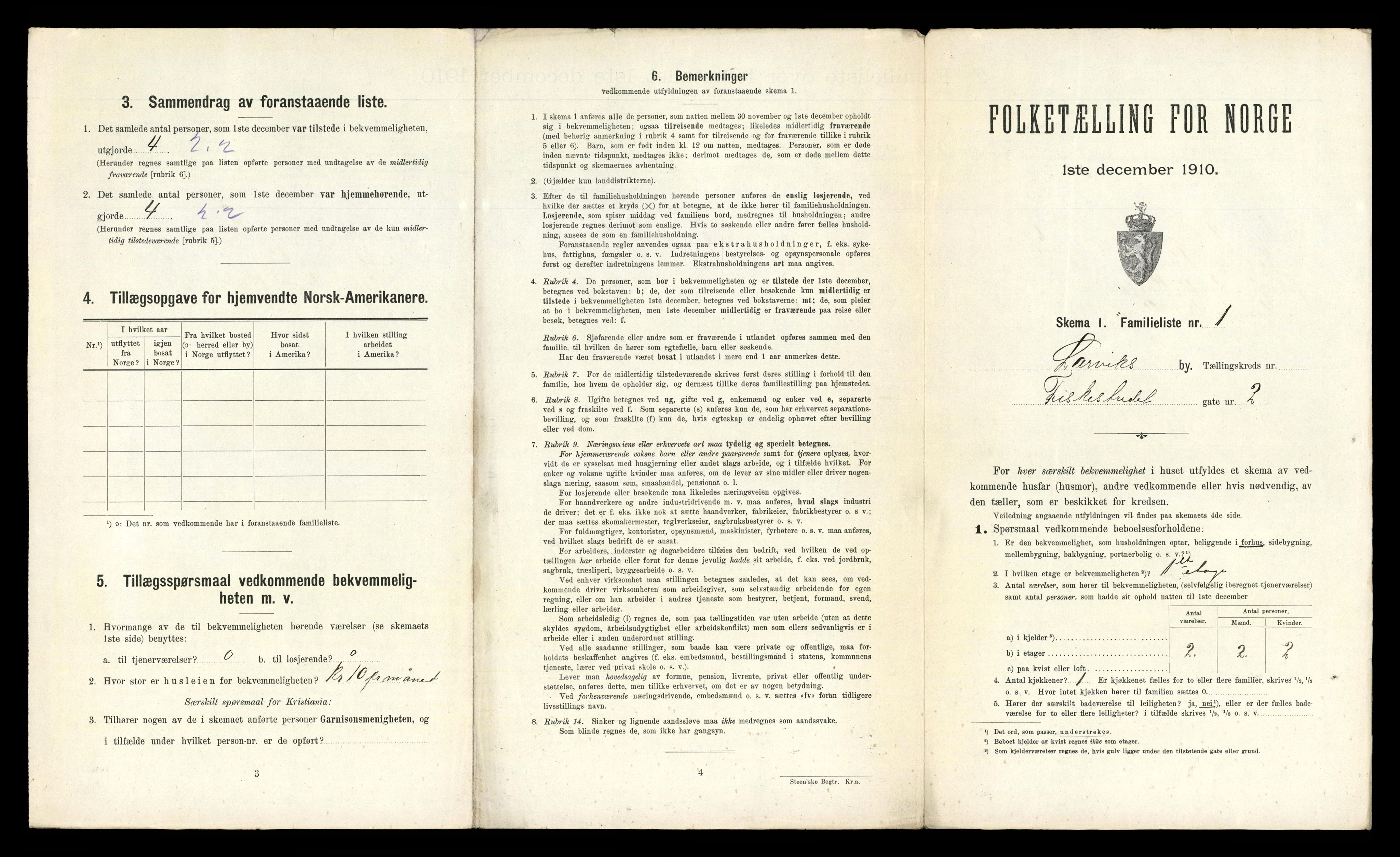 RA, 1910 census for Larvik, 1910, p. 4387