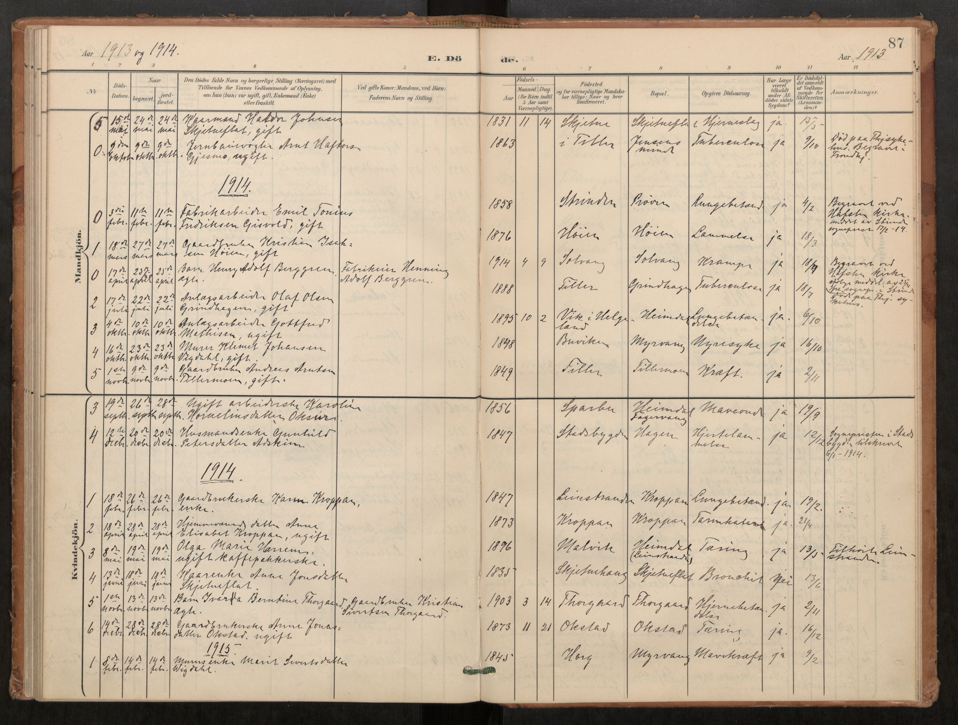 Klæbu sokneprestkontor, SAT/A-1112: Parish register (official) no. 2, 1900-1916, p. 87