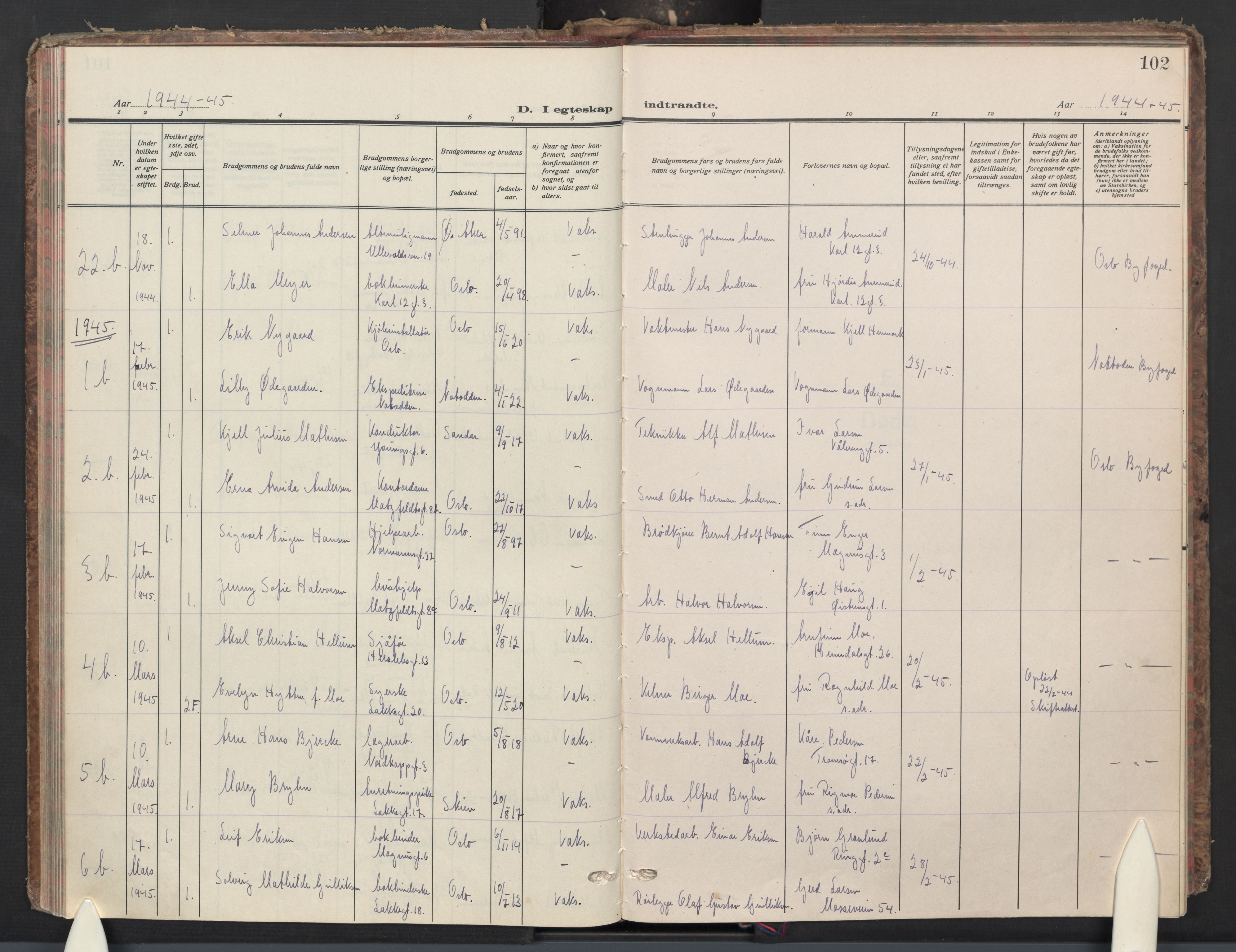 Vaterland prestekontor Kirkebøker, AV/SAO-A-10880/F/Fa/L0005: Parish register (official) no. 5, 1936-1959, p. 102