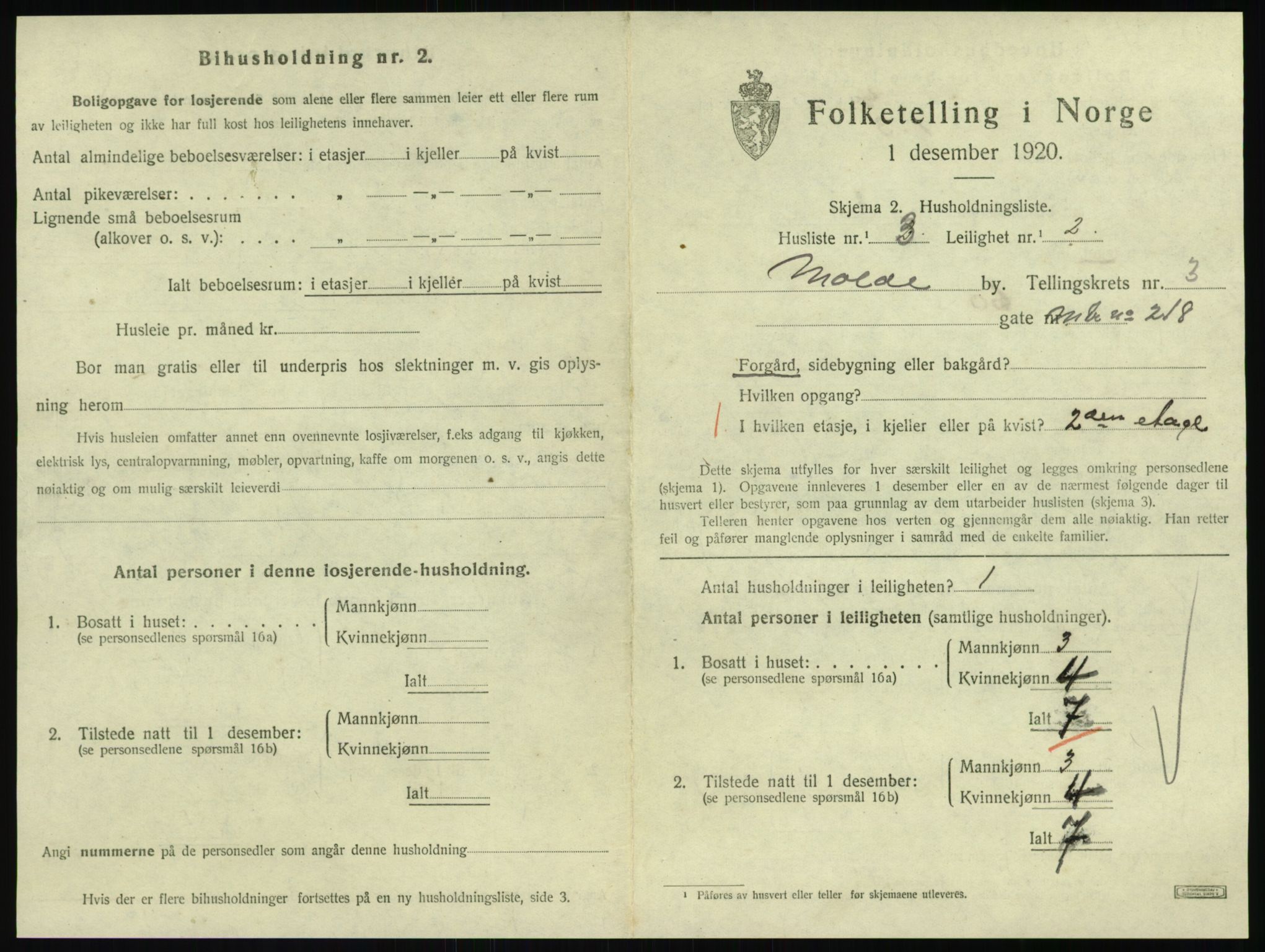 SAT, 1920 census for Molde, 1920, p. 1097