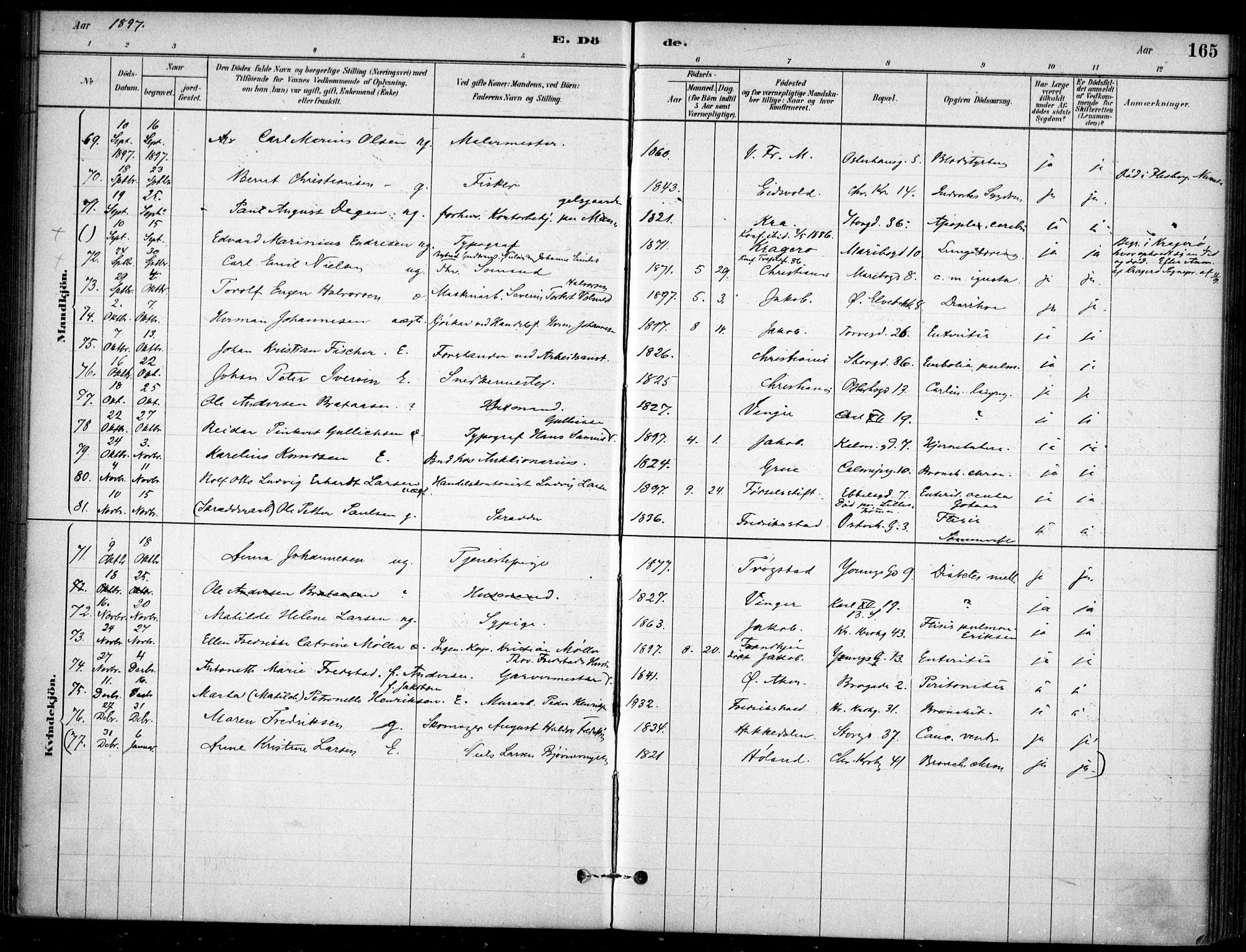 Jakob prestekontor Kirkebøker, AV/SAO-A-10850/F/Fa/L0007: Parish register (official) no. 7, 1880-1905, p. 165