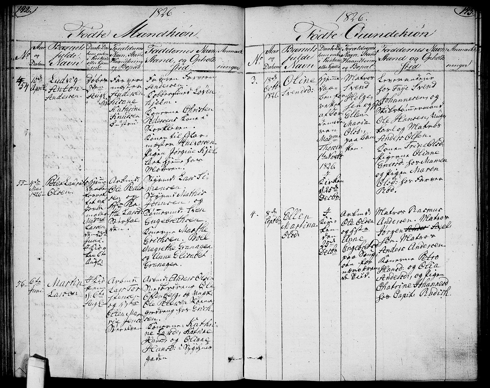 Halden prestekontor Kirkebøker, AV/SAO-A-10909/G/Ga/L0002: Parish register (copy) no. 2, 1821-1834, p. 142-143