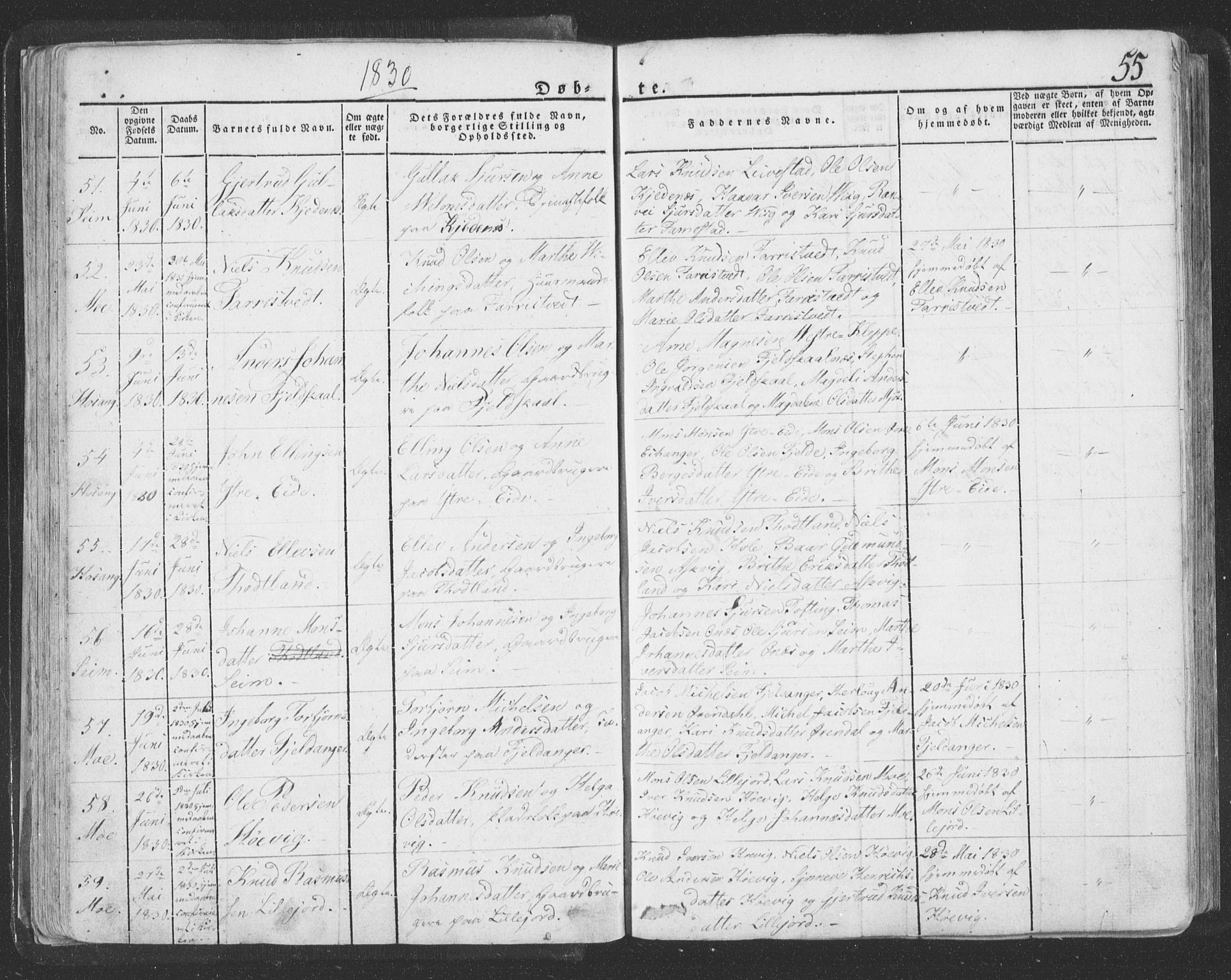 Hosanger sokneprestembete, SAB/A-75801/H/Haa: Parish register (official) no. A 6, 1824-1835, p. 55