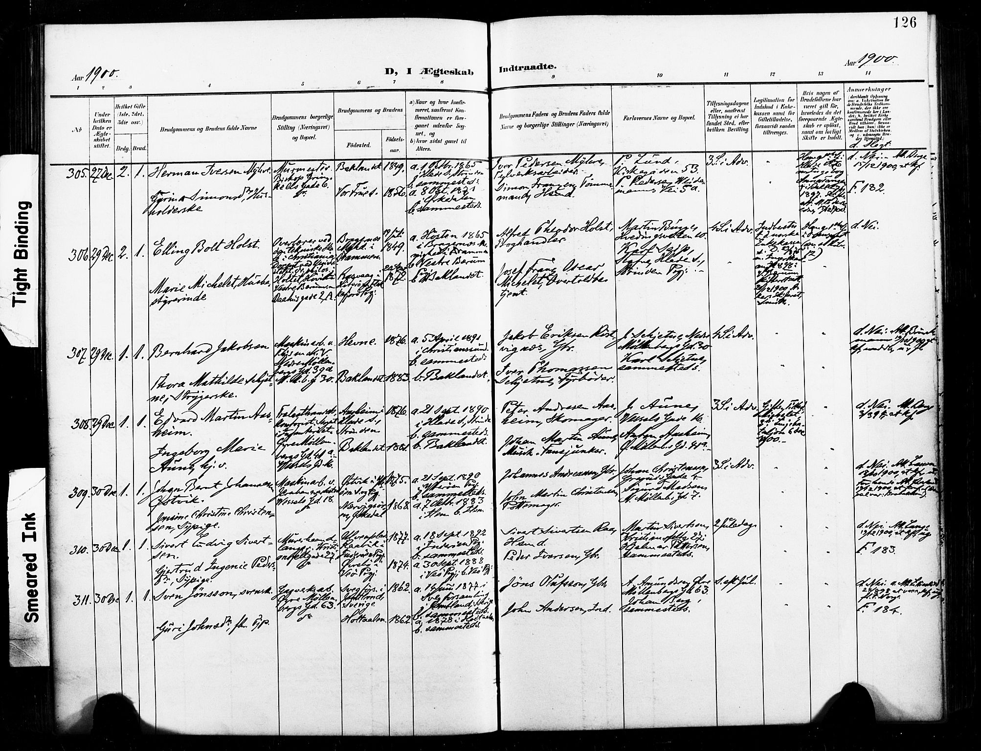 Ministerialprotokoller, klokkerbøker og fødselsregistre - Sør-Trøndelag, SAT/A-1456/604/L0198: Parish register (official) no. 604A19, 1893-1900, p. 126