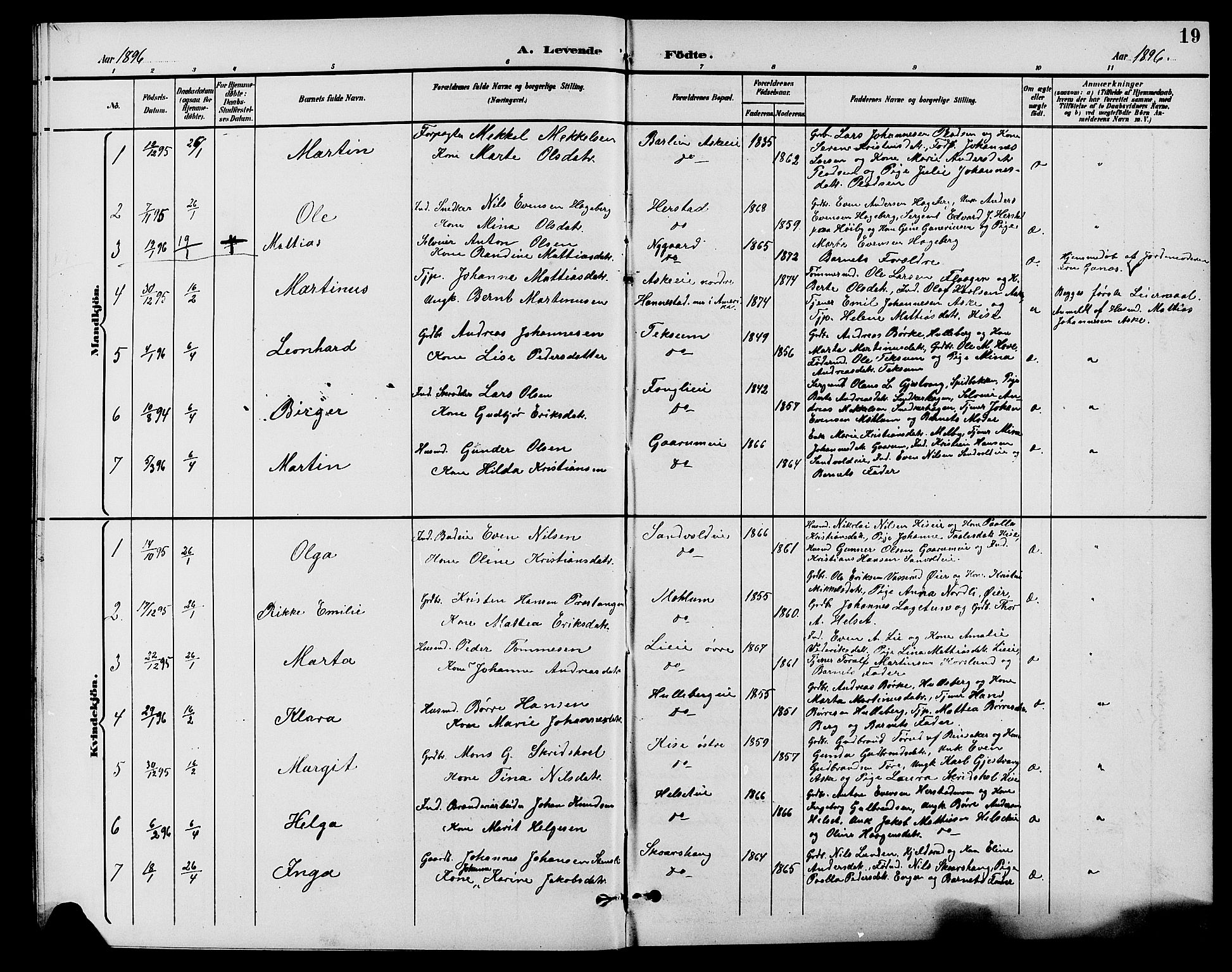 Nes prestekontor, Hedmark, AV/SAH-PREST-020/L/La/L0007: Parish register (copy) no. 7, 1892-1912, p. 19