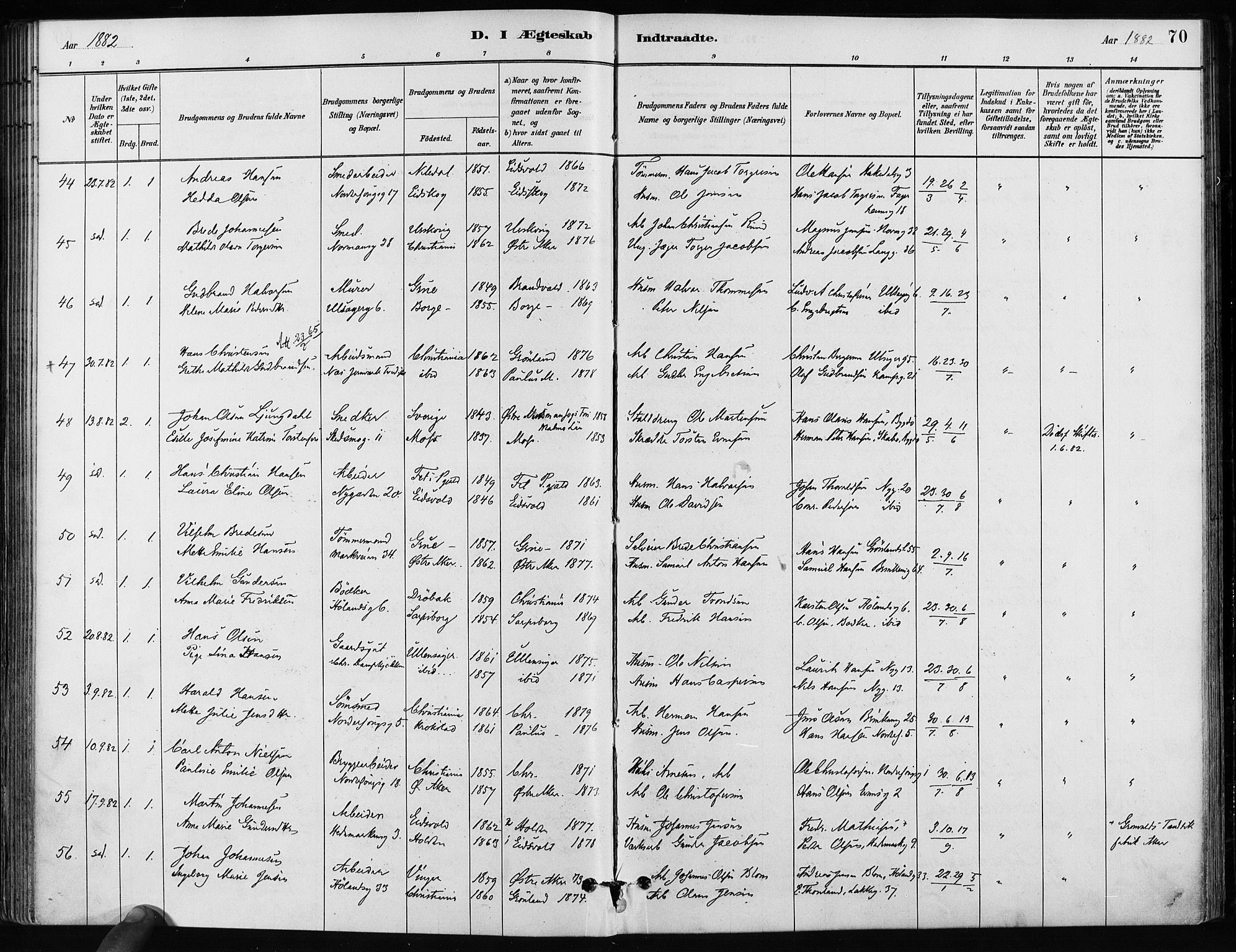 Kampen prestekontor Kirkebøker, AV/SAO-A-10853/F/Fa/L0002: Parish register (official) no. I 2, 1880-1888, p. 70