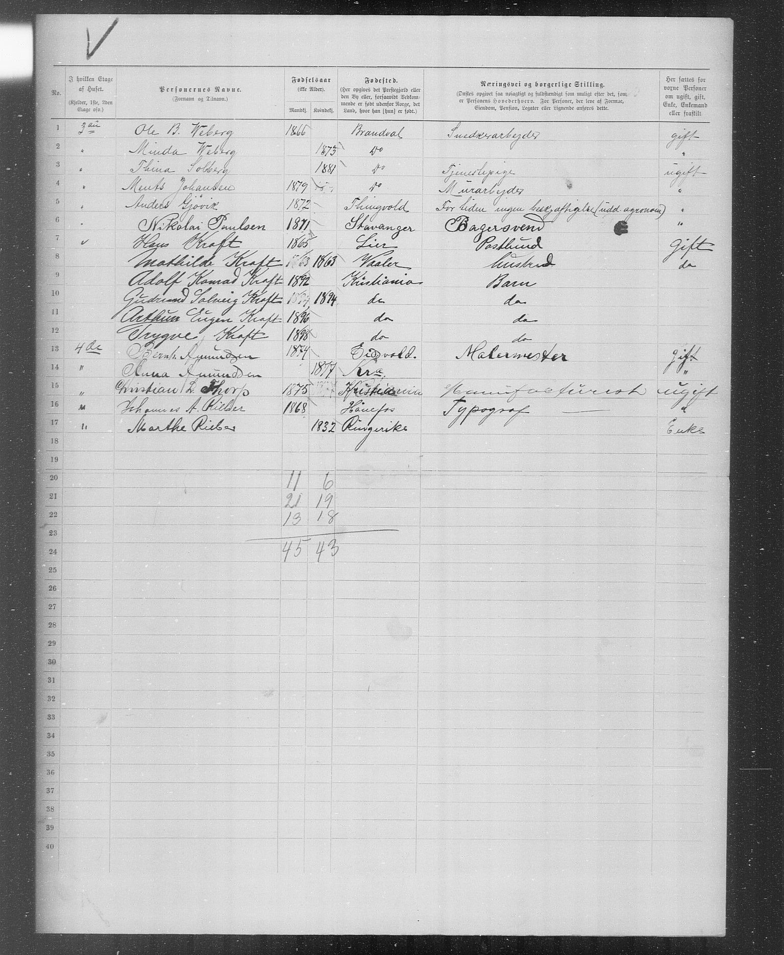 OBA, Municipal Census 1899 for Kristiania, 1899, p. 3354