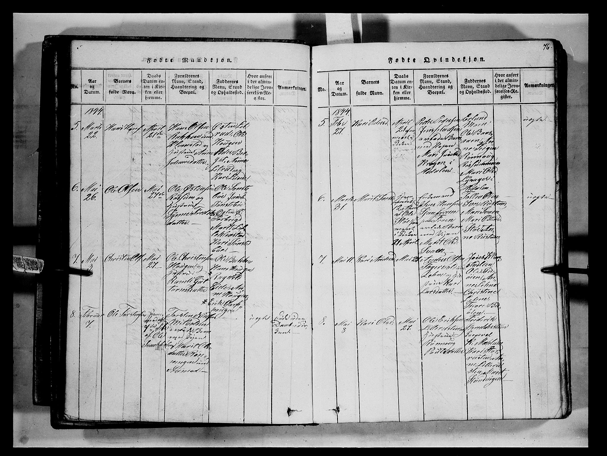Fron prestekontor, SAH/PREST-078/H/Ha/Hab/L0002: Parish register (copy) no. 2, 1816-1850, p. 76