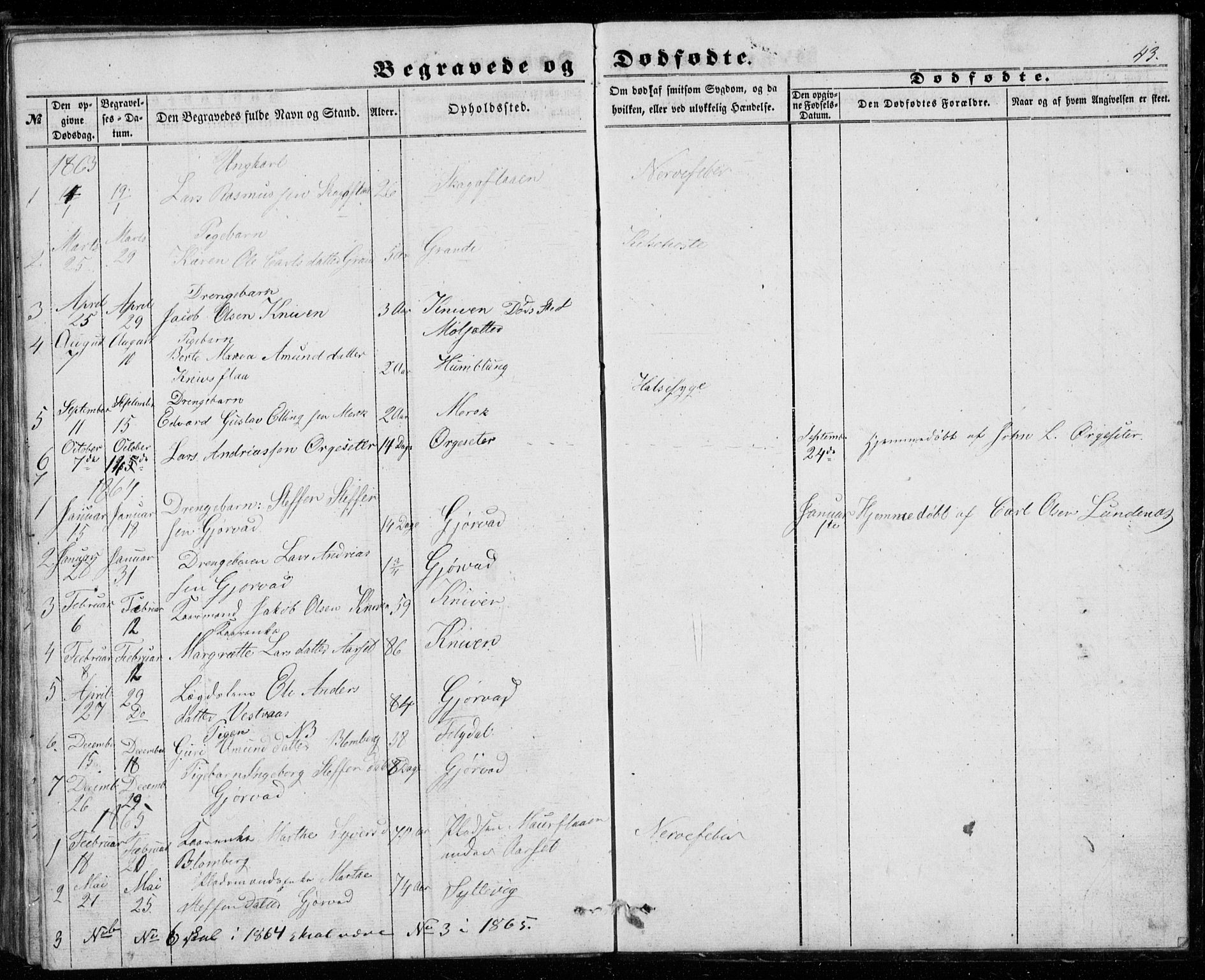 Ministerialprotokoller, klokkerbøker og fødselsregistre - Møre og Romsdal, AV/SAT-A-1454/518/L0234: Parish register (copy) no. 518C01, 1854-1884, p. 43