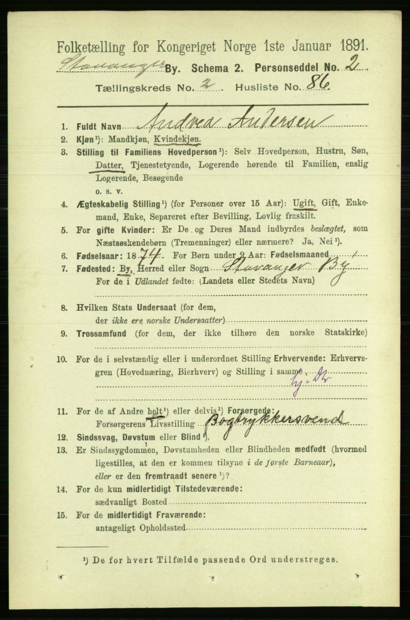 RA, 1891 census for 1103 Stavanger, 1891, p. 6668