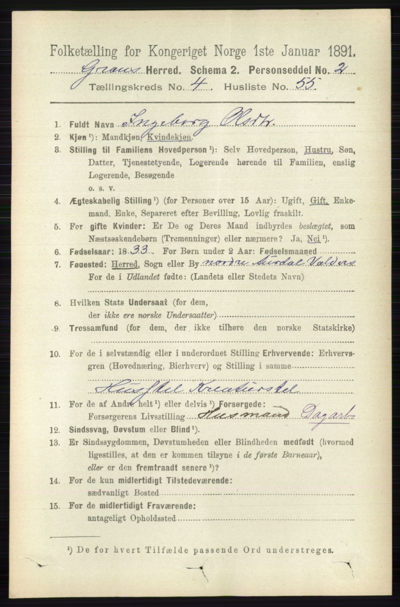 RA, 1891 census for 0534 Gran, 1891, p. 1502