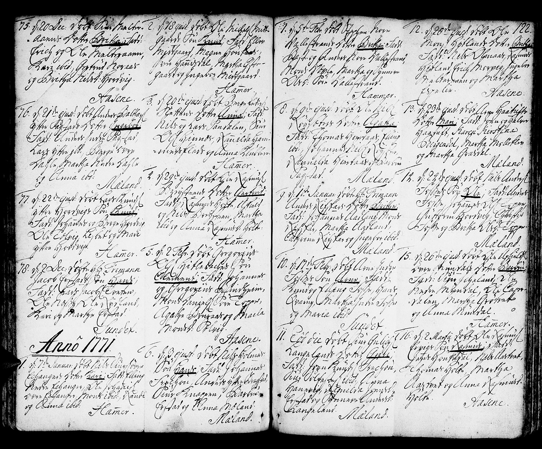 Hamre sokneprestembete, AV/SAB-A-75501/H/Ha/Haa/Haaa/L0007: Parish register (official) no. A 7, 1762-1777, p. 122