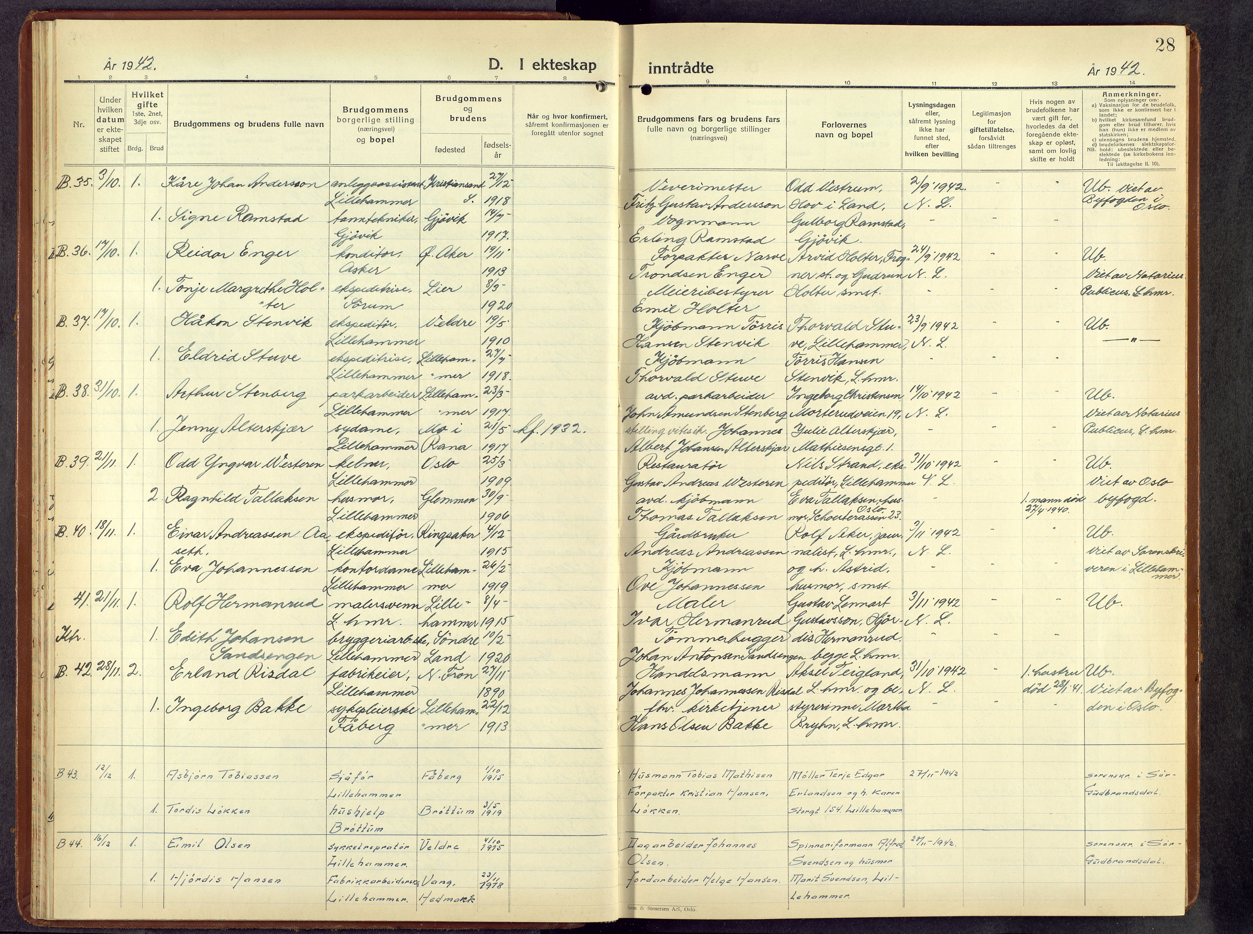 Lillehammer prestekontor, AV/SAH-PREST-088/H/Ha/Hab/L0004: Parish register (copy) no. 4, 1940-1955, p. 28