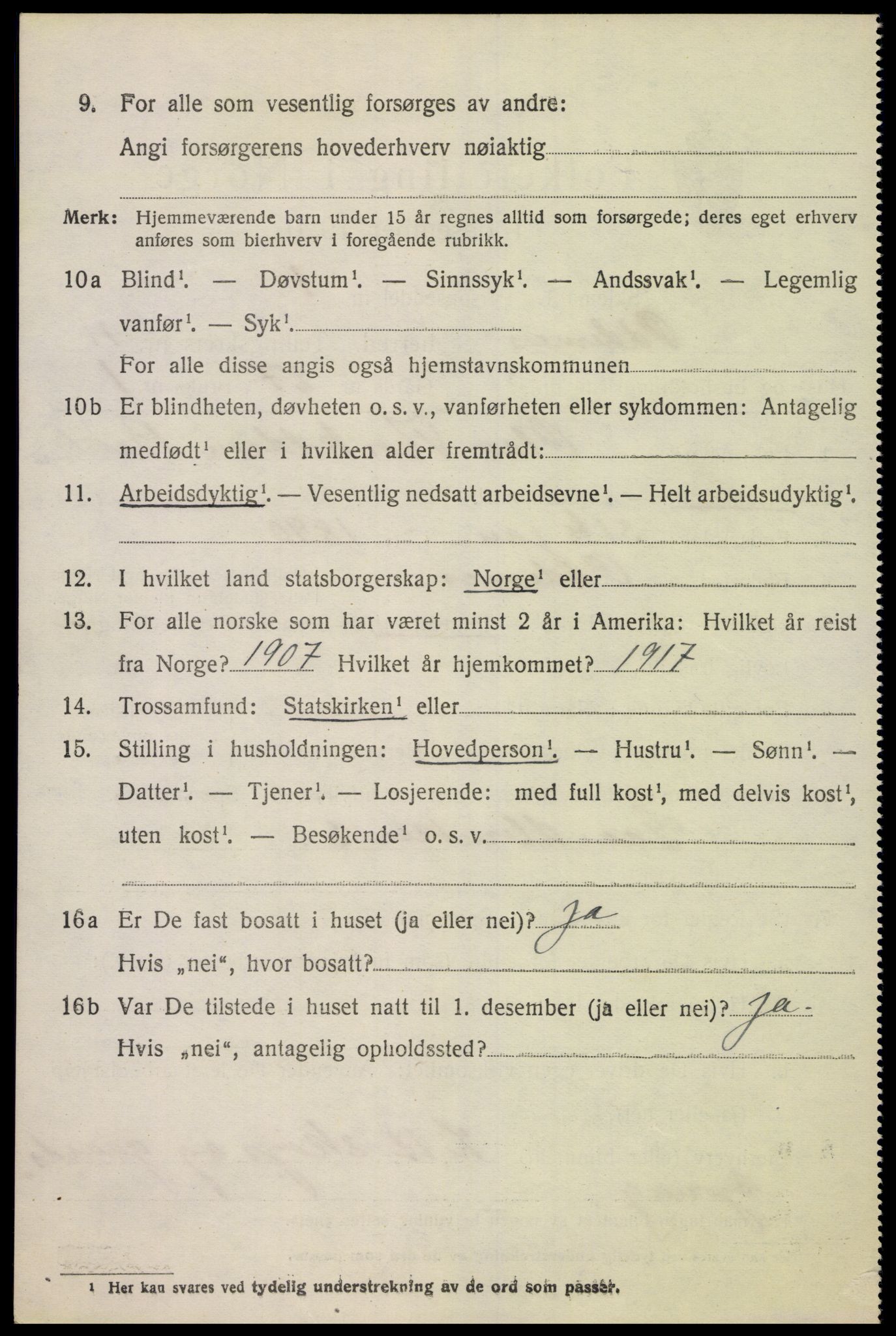 SAK, 1920 census for Oddernes, 1920, p. 7446