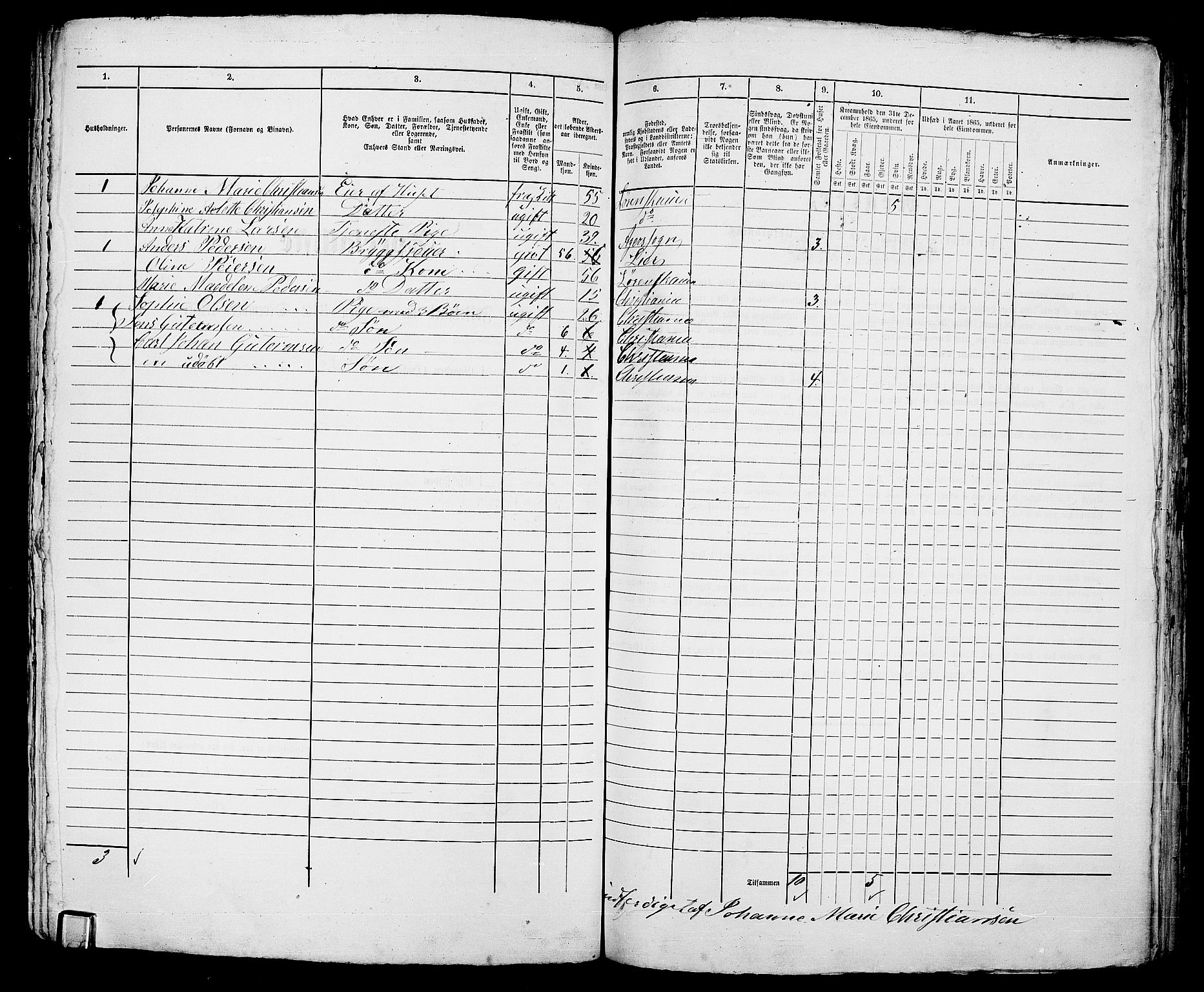 RA, 1865 census for Kristiania, 1865, p. 1482