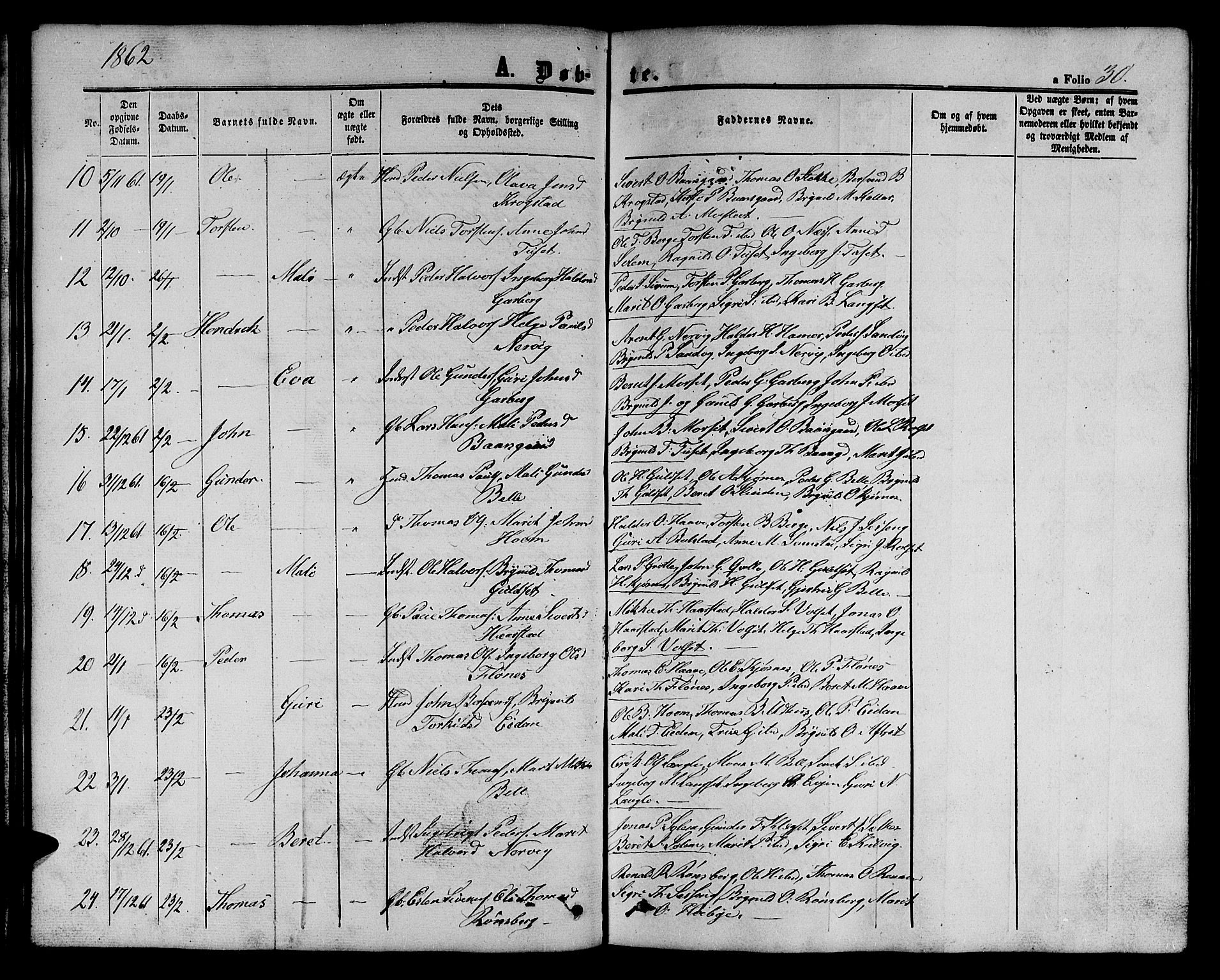 Ministerialprotokoller, klokkerbøker og fødselsregistre - Sør-Trøndelag, SAT/A-1456/695/L1155: Parish register (copy) no. 695C06, 1859-1868, p. 30